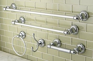 Provence Chrome 5-Piece Bathroom Accessory Set - Towel Bar, Ring, Robe Hook & Toilet Paper Holder - Modern Powder Room Decor - Perfect for Towels & Bath Essentials - Ideal for Home, Hotel & Spa Renovation