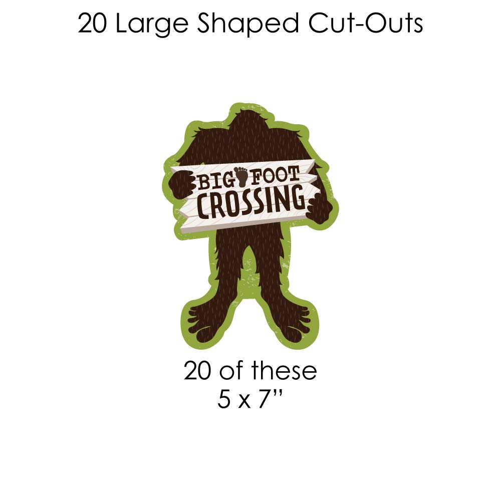 Bigfoot Party Decorations - DIY Sasquatch Crossing Banner Kit with 44-Piece Clothespin Garland - Perfect for Birthday Parties, Baby Showers & Outdoor Themed Events