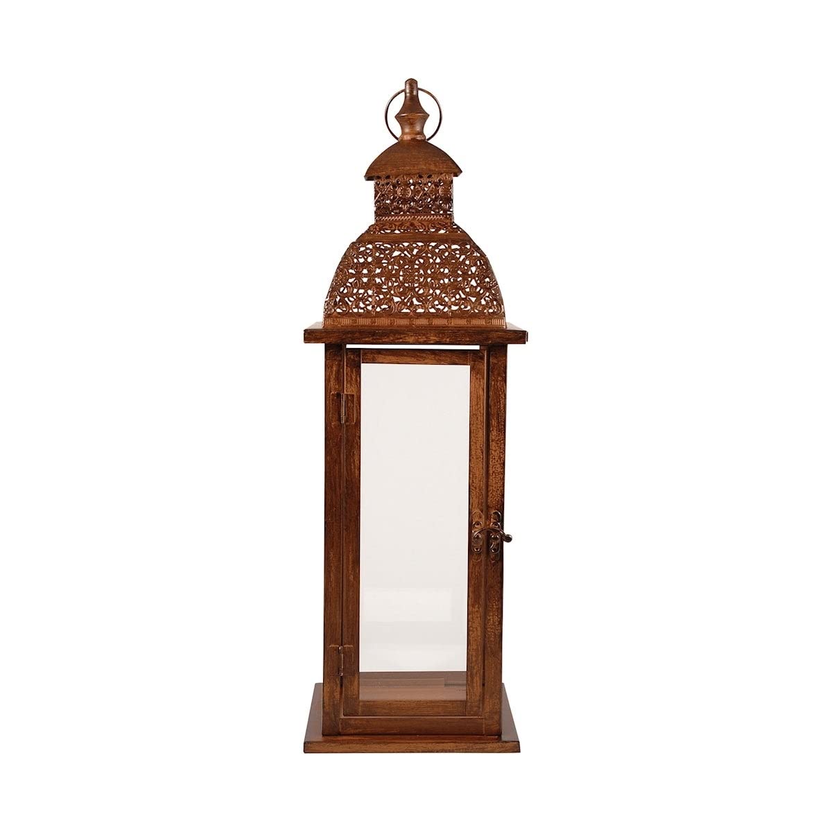Vineyard Lantern Brown Traditional Wood - Rustic Outdoor Hanging Lantern for Garden, Patio, and Wedding Decor