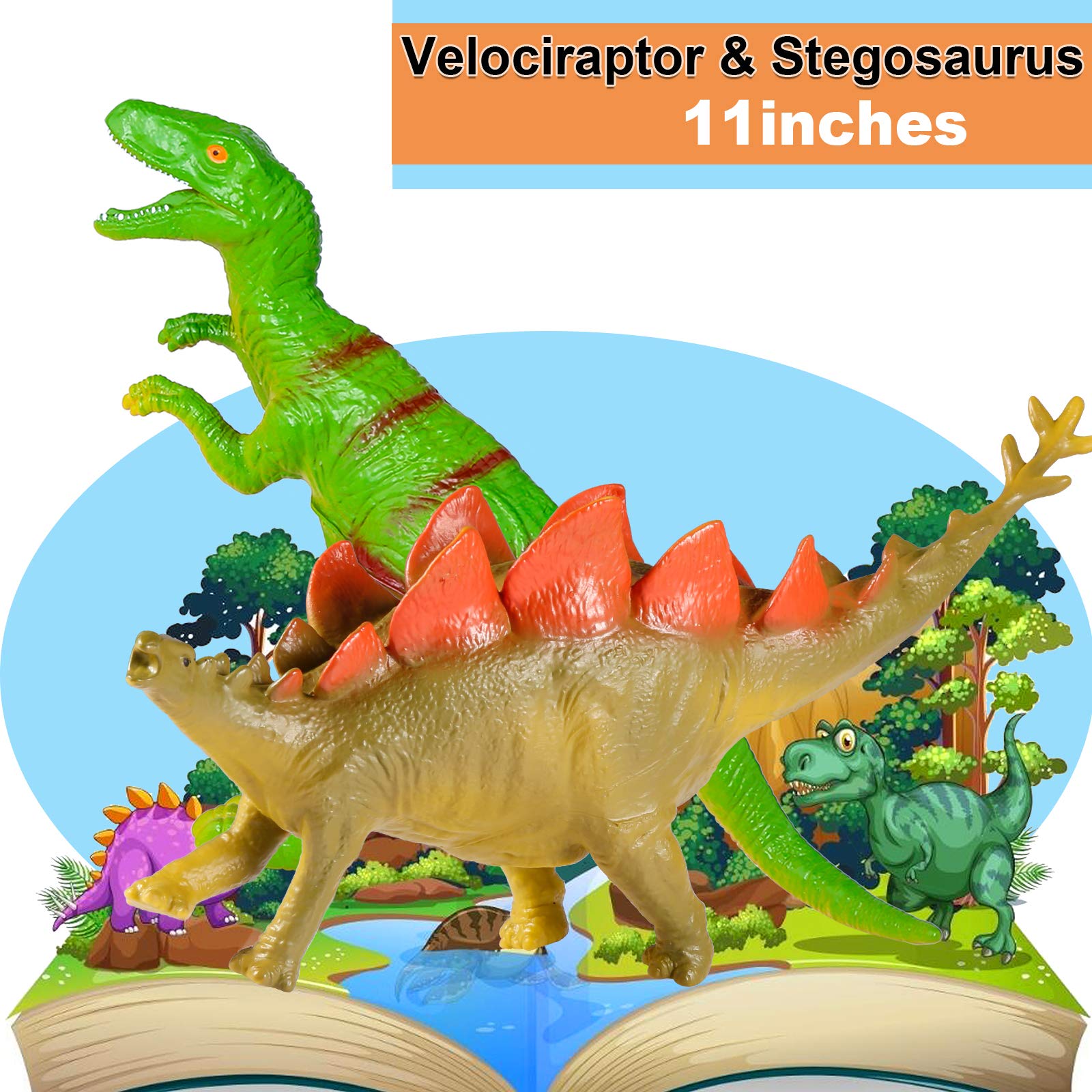 Tepsmigo 6-Pack Jumbo Soft Dinosaur Toys for Kids Ages 3-7 - T-Rex, Velociraptor & Triceratops Plush Jurassic Dinosaur Set | Perfect for Playtime, Learning & Nursery Decor