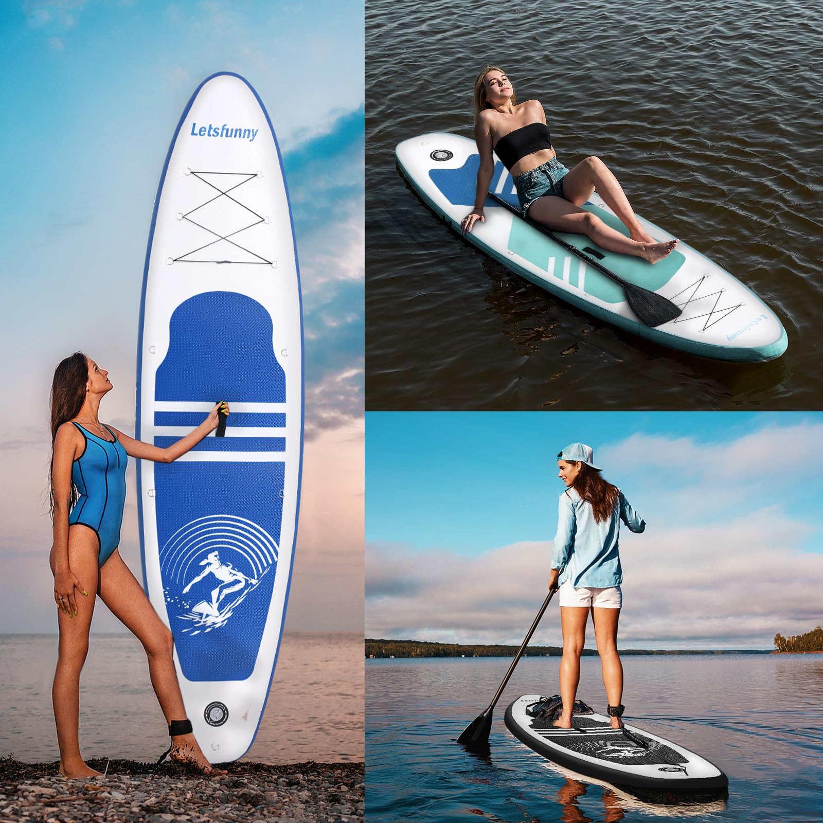 **Inflatable Stand Up Paddle Board 10' - Premium SUP with Carry Bag, Paddle & Accessories - Non-Slip Deck for Adults & Kids - Perfect for Lakes, Rivers & Ocean Adventures**