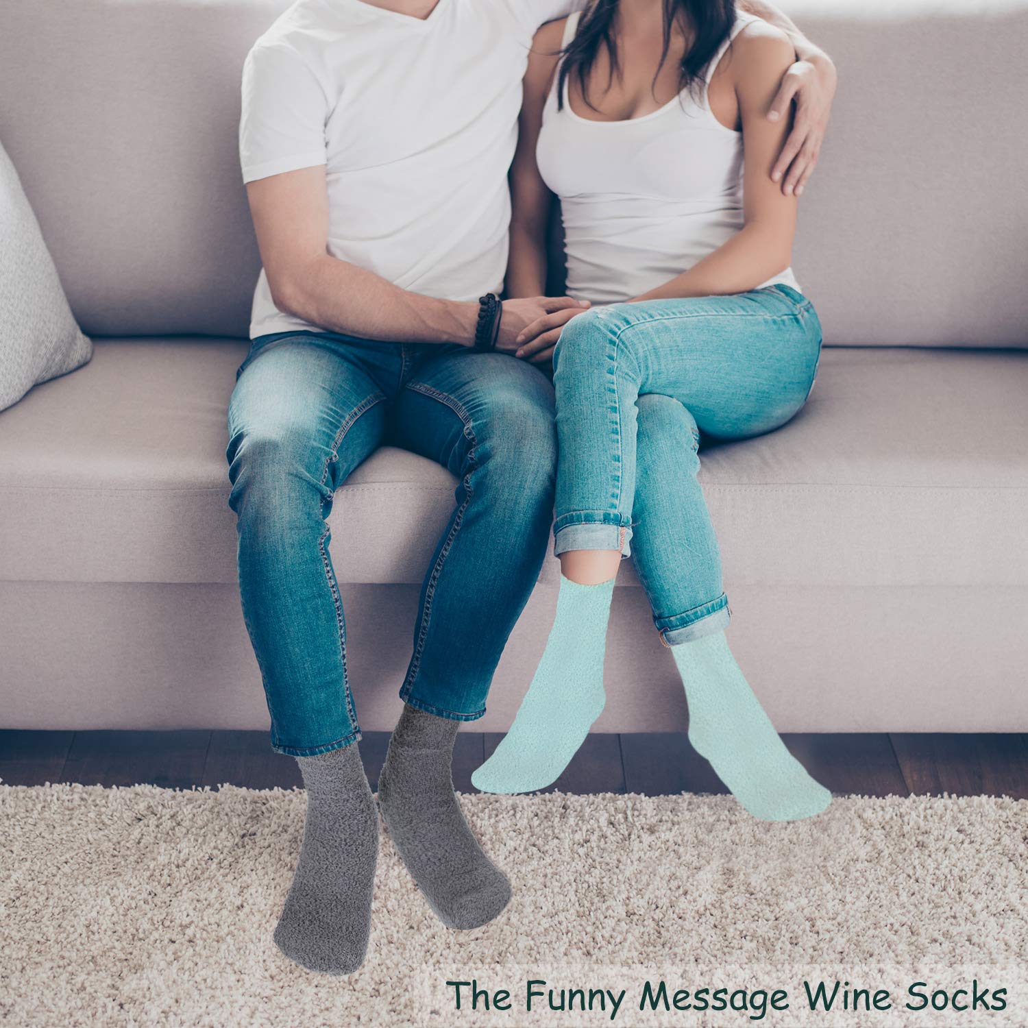 Syhood 4 Pairs Christmas Wine Socks - Novelty Funny Fuzzy Cozy Socks Gift Set with 'If You Can Read This' Design - Perfect for Holiday Gifts, Wine Lovers & Cozy Winter Evenings