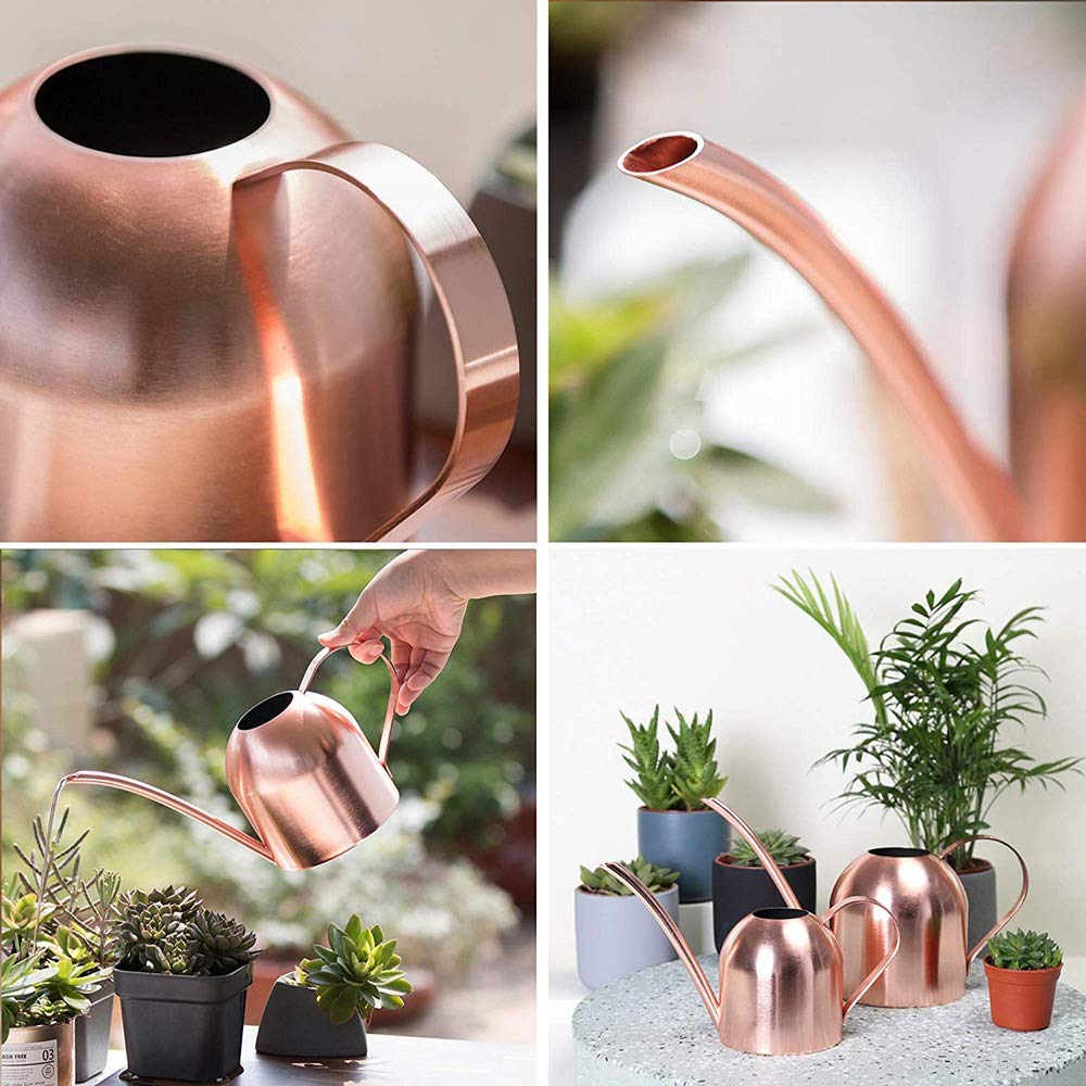 Rose Gold Watering Can - Mini Metal Watering Pot with Long Spout for Indoor & Outdoor Plants | Perfect for Houseplants, Succulents, Balcony Gardens and Flower Beds