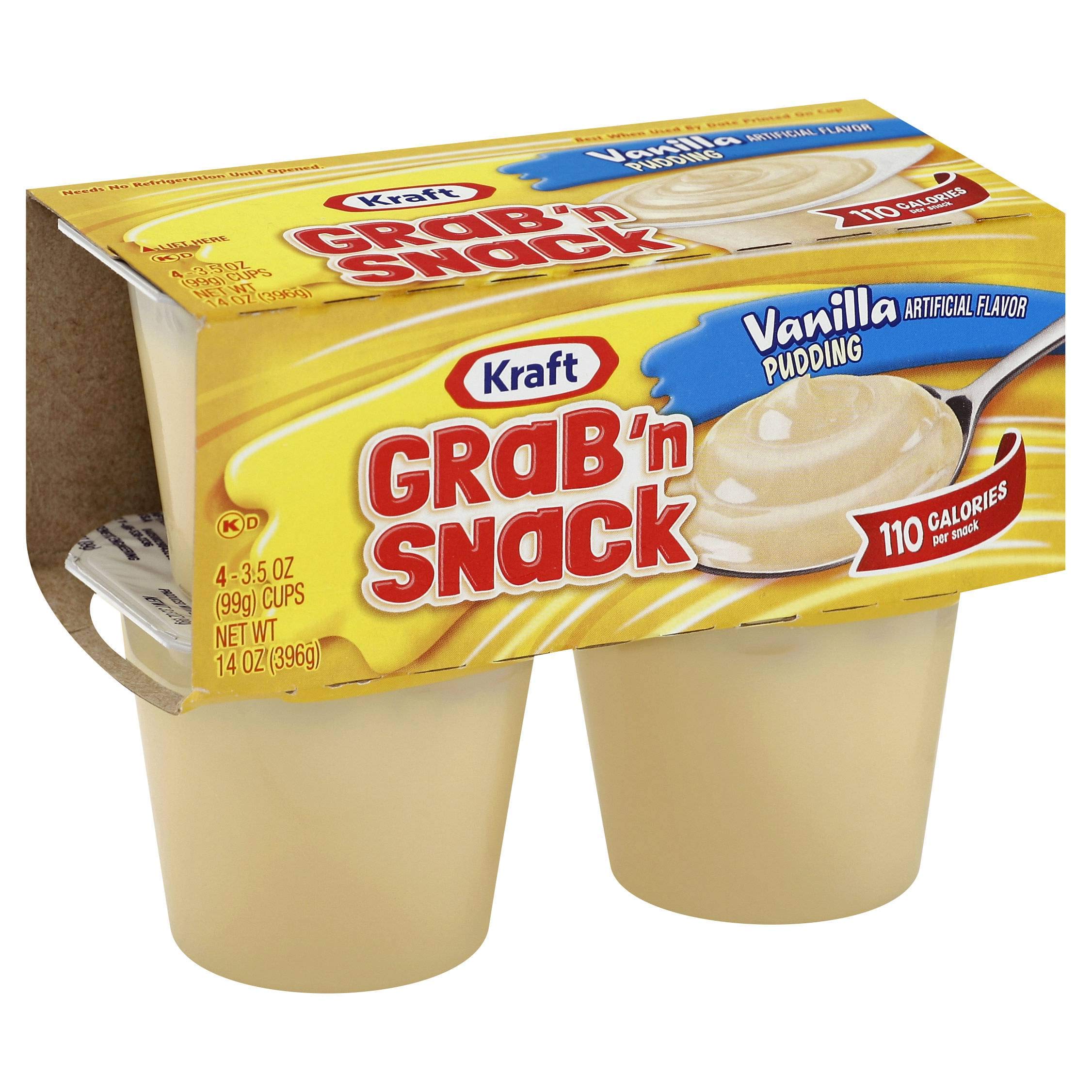 Grab N Snacks Vanilla Pudding 4-Pack (14 oz) - Bulk 12-Case Box | Delicious Snacks for School Lunches, Office Break Rooms & Emergency Food Storage