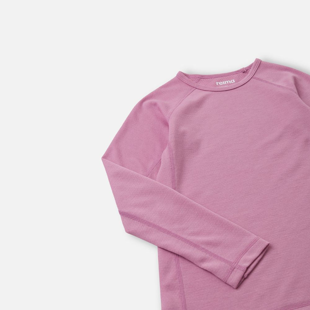 Reima Lani Thermal Base Layer Set for Kids - Soft Winter Underwear Set, Mauve Pink | Warm Thermal Underwear for Outdoor Activities, Skiing & Snow Play