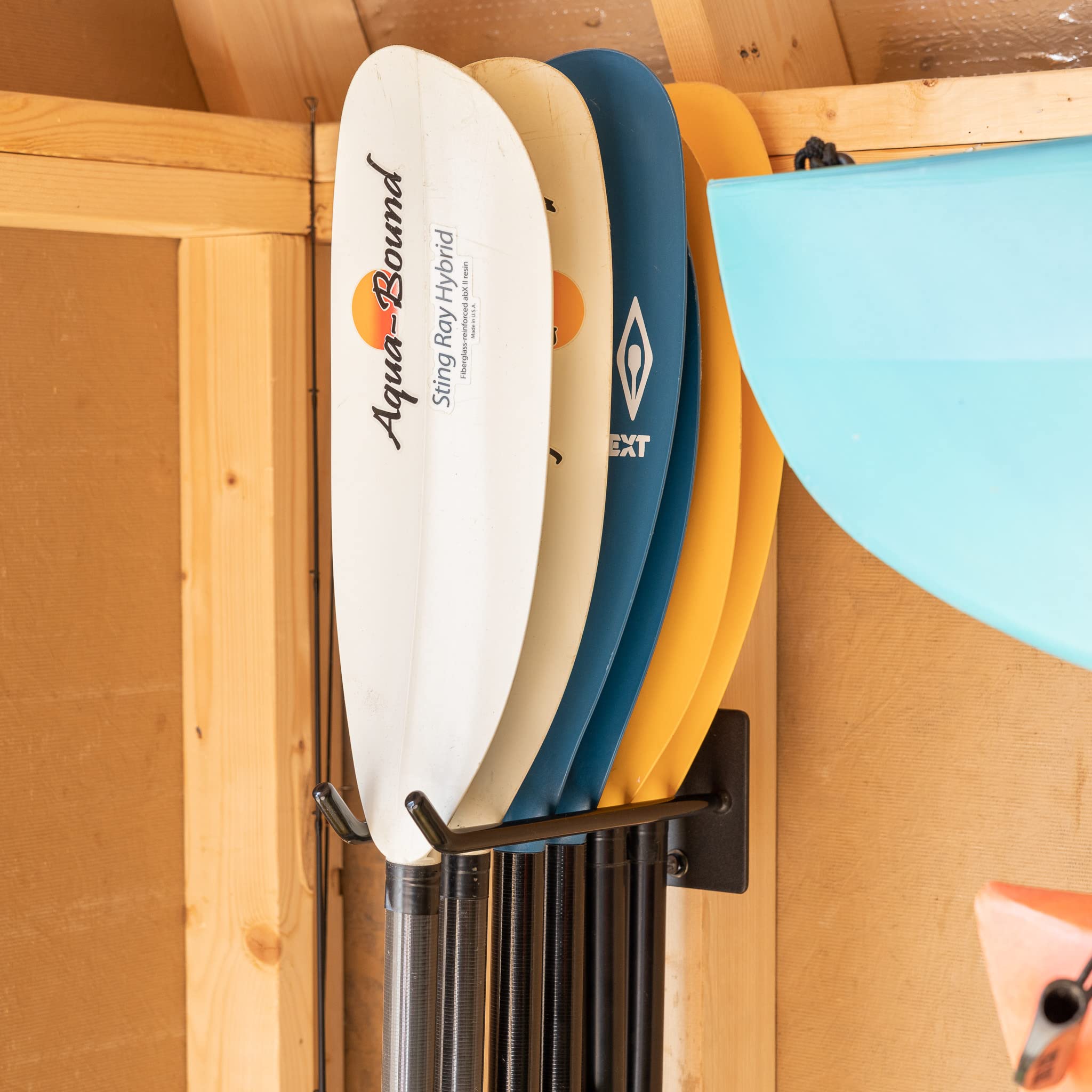 StoreYourBoard Paddle Storage Wall Rack - Kayak, SUP, Canoe Paddle Holder with Hanging Hooks - Indoor Wall Mount Organizer for Water Sports Equipment - Perfect for Garage, Basement or Boat House Storage
