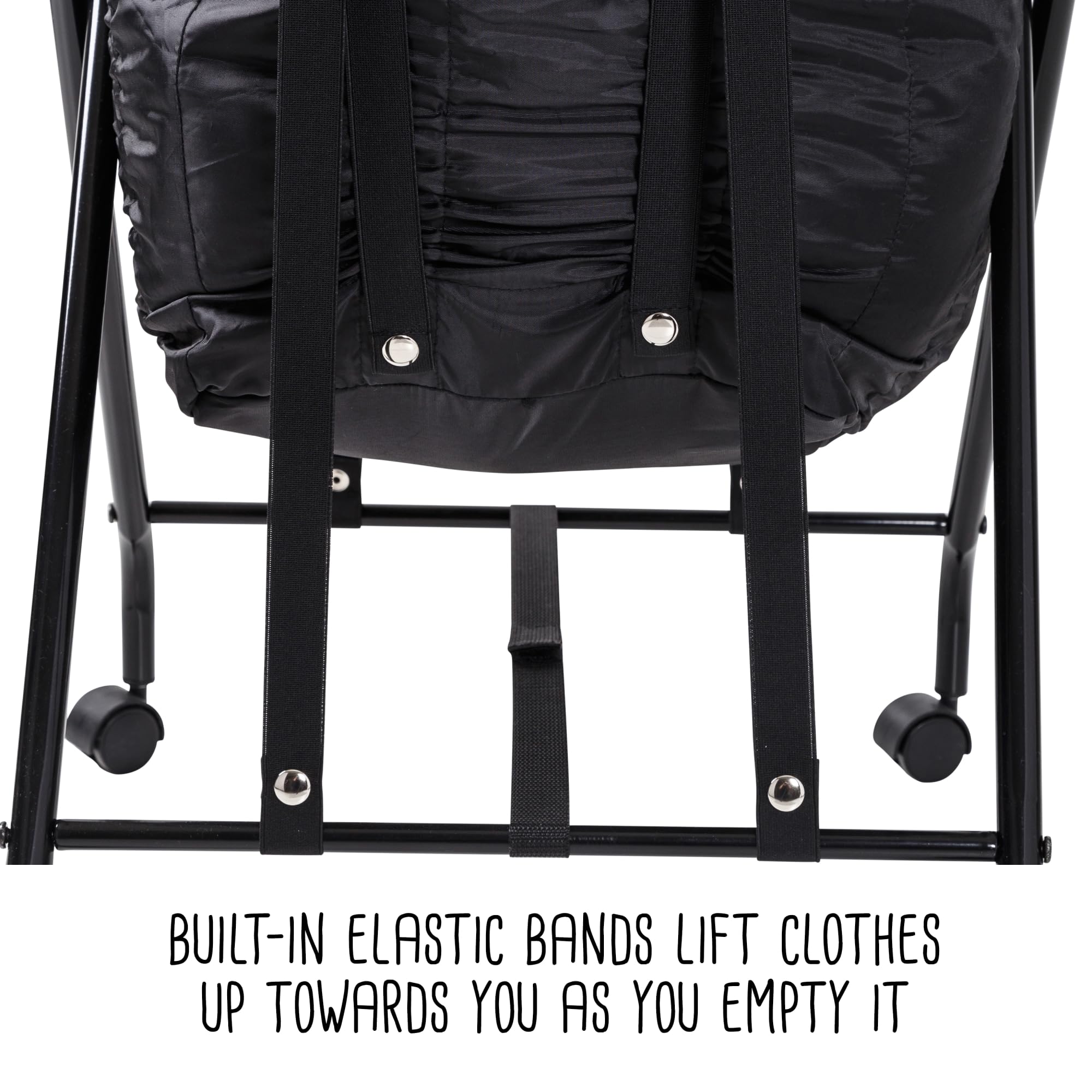 Honey-Can-Do Single Bounce Back Hamper with Wheels & Lid - No Bend Laundry Basket, 50 lbs Capacity, Black (HMP-09224) - Perfect for Bedroom, Bathroom, or Laundry Room Organization
