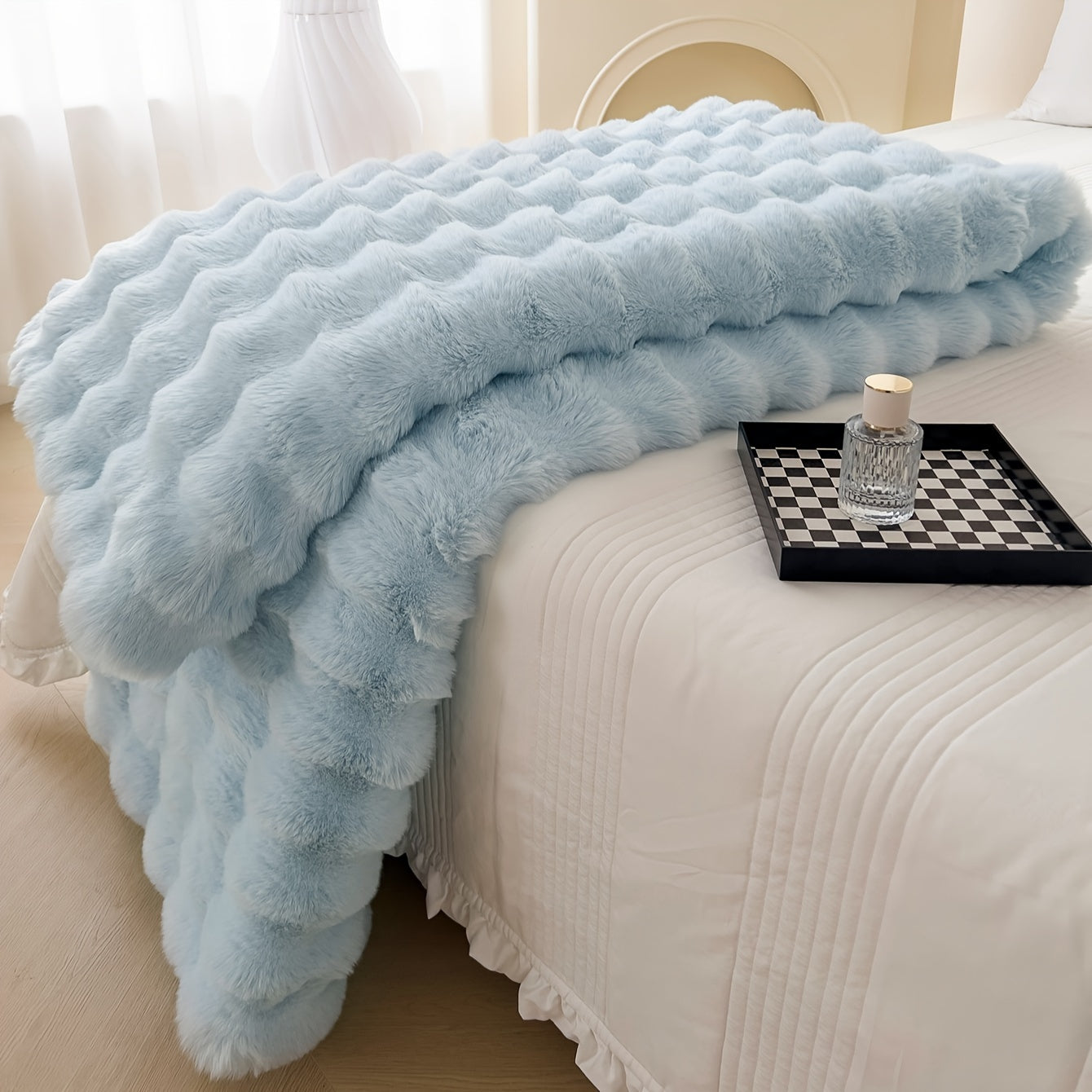 1pc Luxurious Faux Rabbit Short Plush Blanket - Ultra Soft, Thick & Warm All-Season Throw - Perfect for Bed, Sofa, Travel & Gifts - Cozy Home Decor for Family & Friends