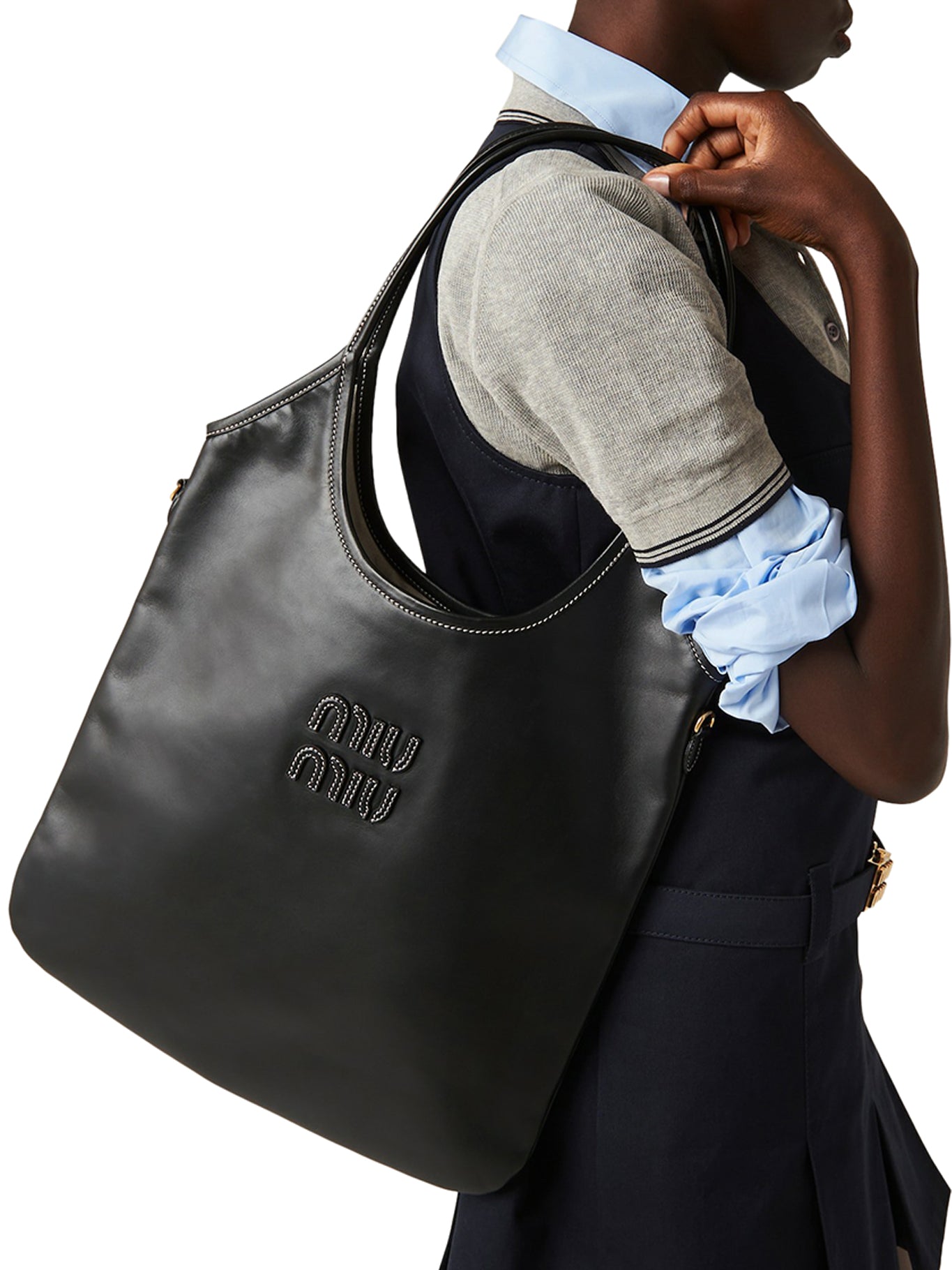 Miu Miu Ivy Leather Shoulder Bag in Black - Genuine Leather Crossbody Purse for Women | Perfect for Work, Travel & Everyday Use