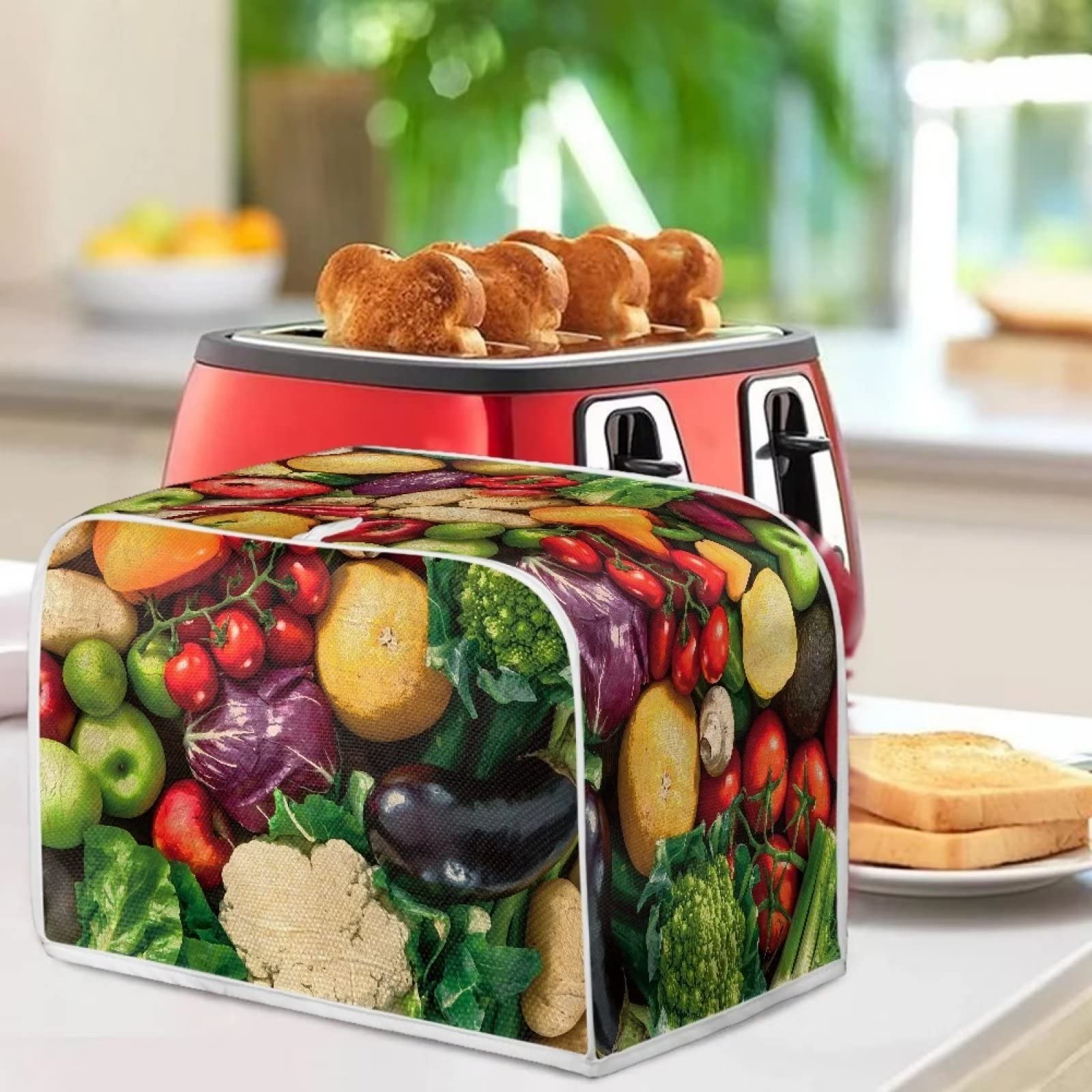 BuyBai 2 Slice Toaster Cover - Extra Wide Slot Bread Toaster Protector - Durable Greaseproof Small Appliance Cover for Kitchen - Perfect for Toasters, Bread Makers & Countertop Protection