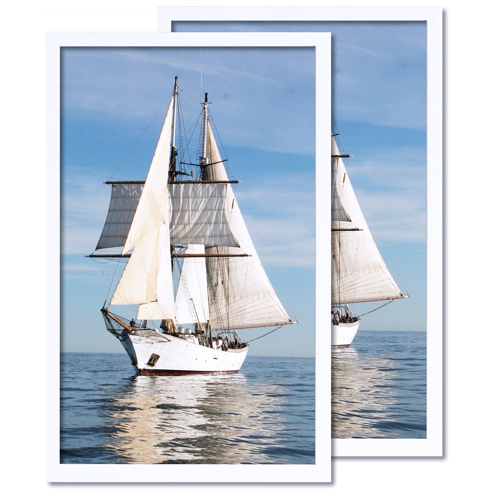 11x17 Picture Frames 2 Pack - White Pine Wood & Plexiglass Wall Mounted Poster Frames for Home Decor, Office Art Display, and Gallery Wall Collections