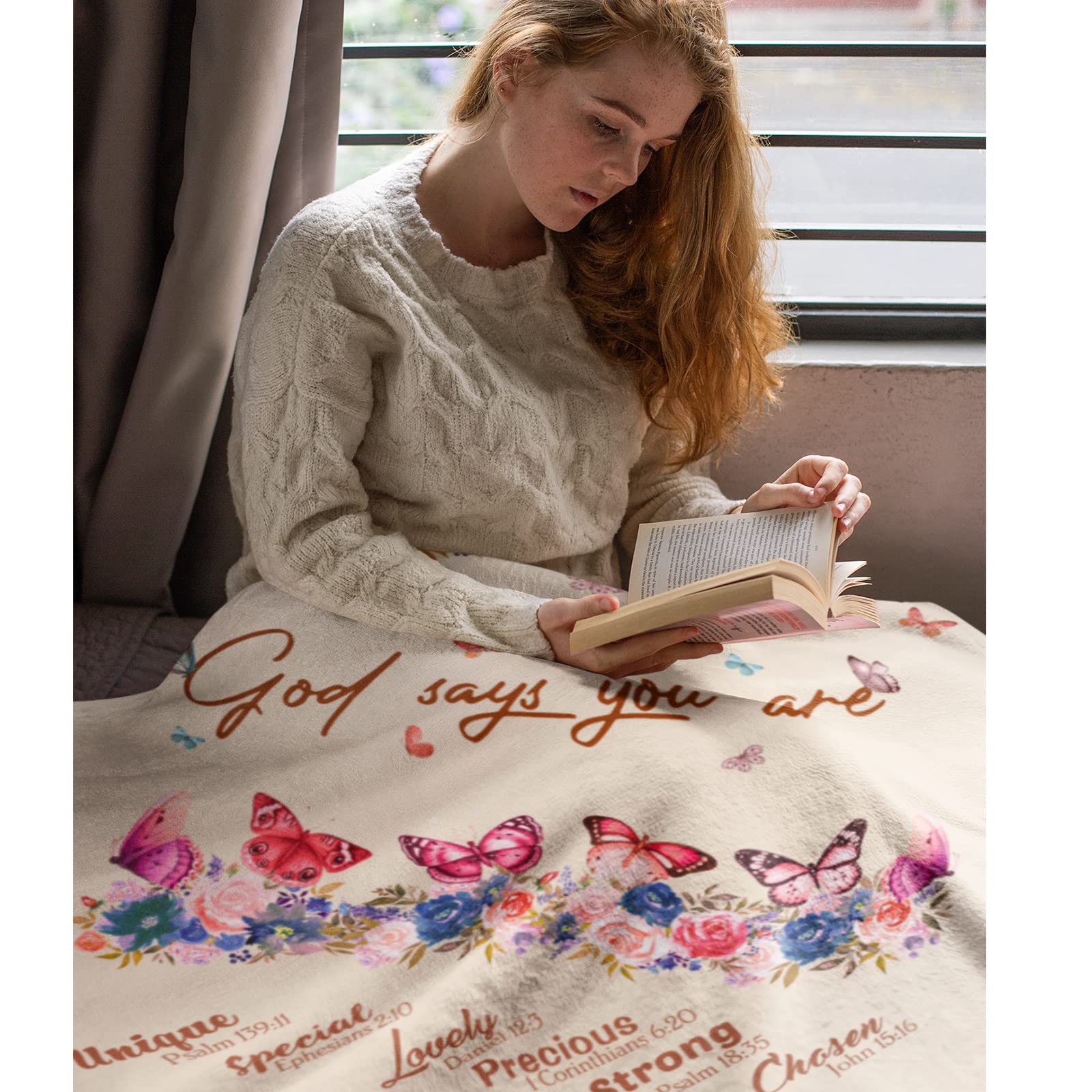 Christian Butterfly Throw Blanket for Women - 60