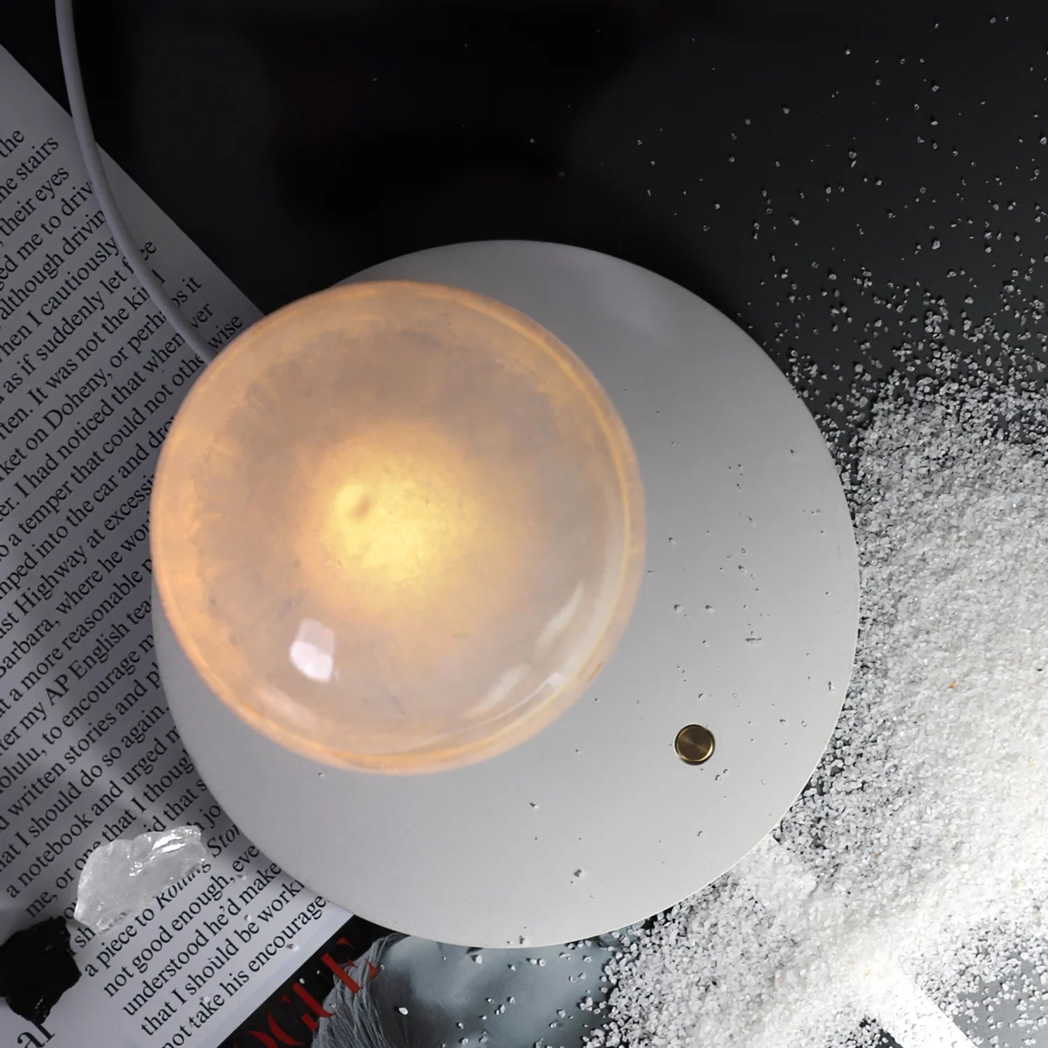 Storm Ball Table Lamp - Modern LED Night Light for Bedroom, Living Room, and Office - Dimmable Touch Control Desk Lamp with Warm White Light for Reading, Relaxing, and Decor