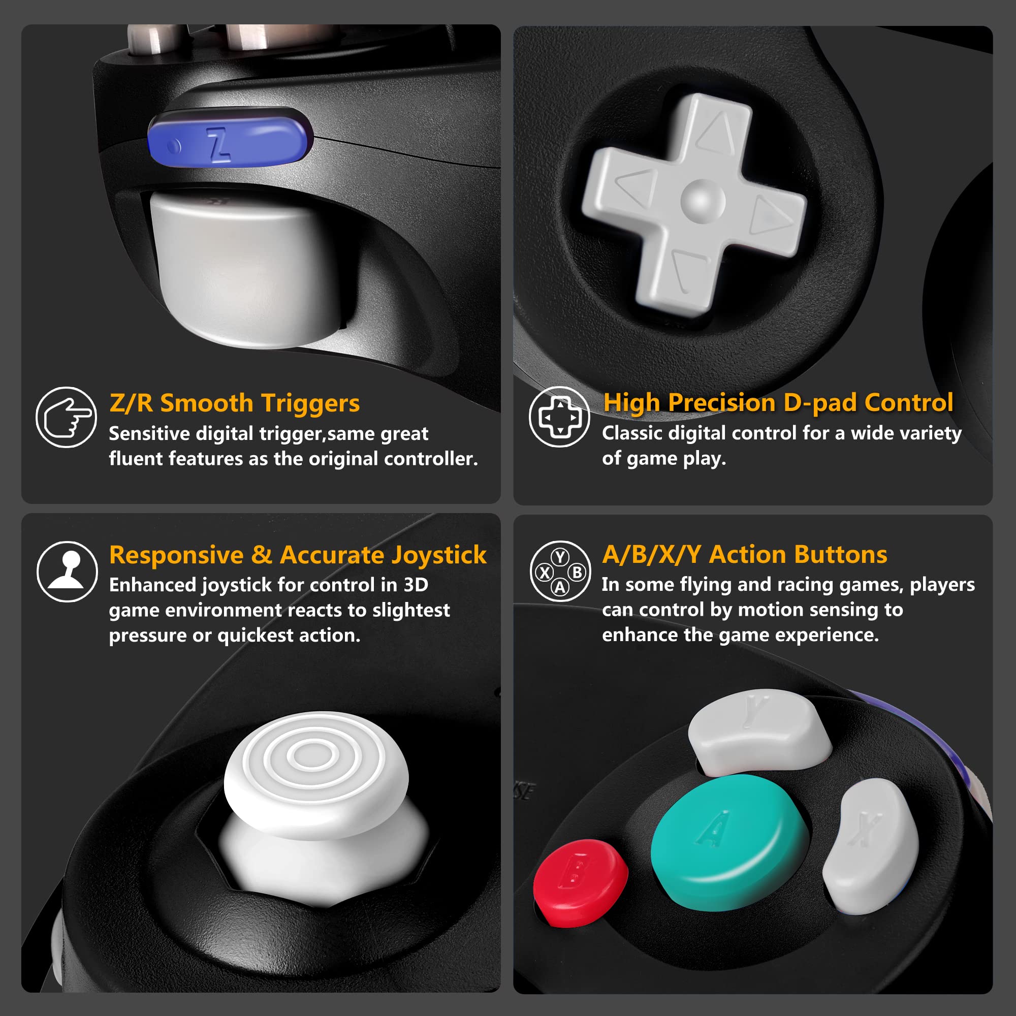 FIOTOK Gamecube Controller 2-Pack for Wii - Enhanced Black & Pink | Classic Gaming Accessory