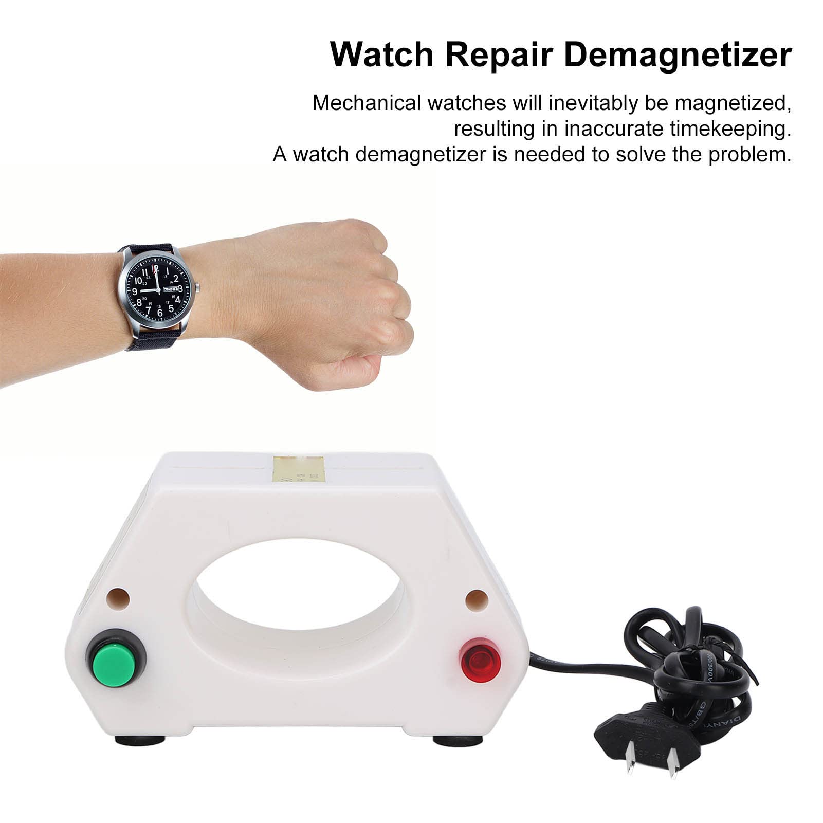 Professional Watch Demagnetizer Tool - Brrnoo Watch Repair Degaussing Machine for Mechanical Watches | Watchmaker's Essential Tool for Removing Magnetism | Perfect for Watch Repair Shops & Home Use