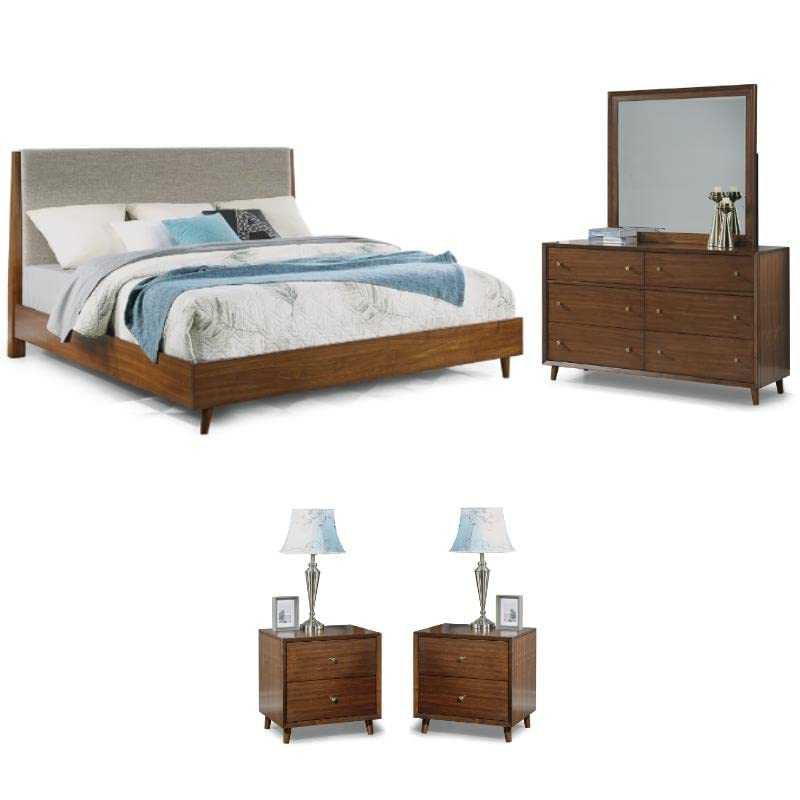 Home Square 4-Piece Bedroom Set with 2 Nightstands, Dresser & Queen Bed Frame - Modern Bedroom Furniture for Master Bedroom or Guest Room