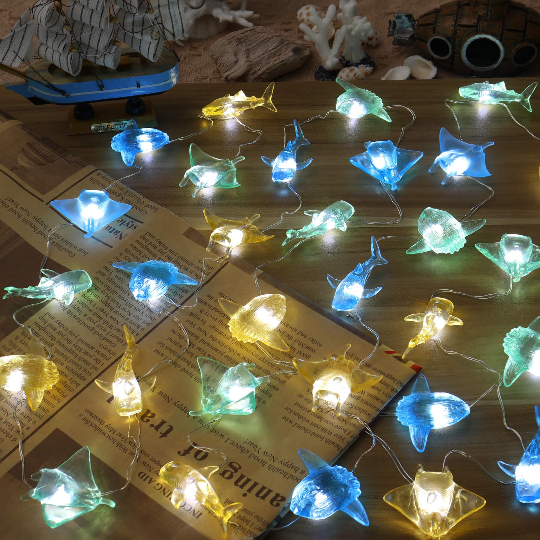 Ocean Fairy String Lights - 30 LED Marine Life Decor for Bedroom & Parties