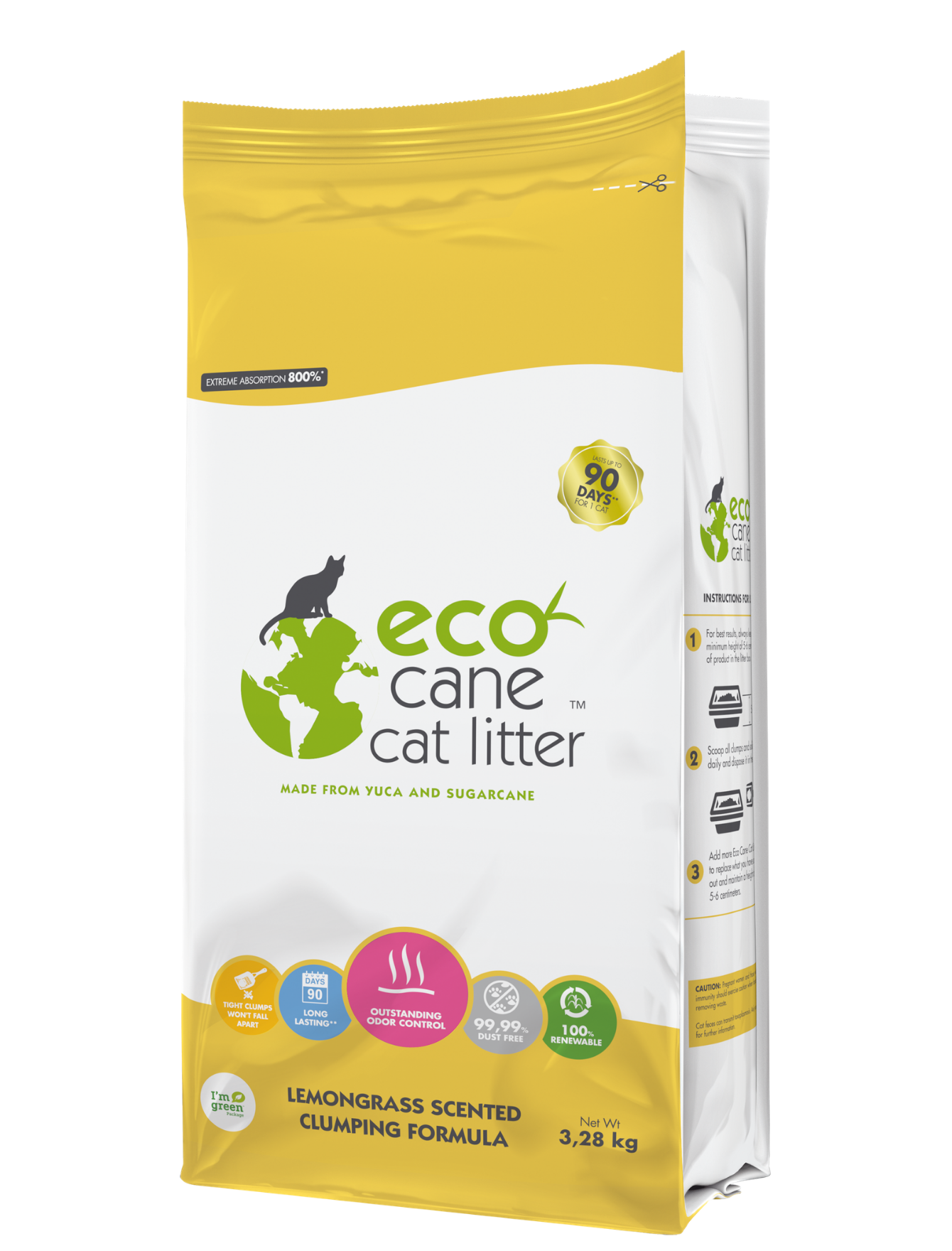 Eco-Friendly Lemongrass Scented Cat Litter - 7.23 lbs Natural Odor Control for Multi-Cat Homes | Perfect for Small Spaces & Litter Boxes
