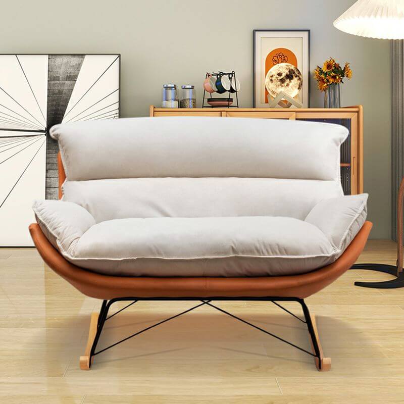 Comfortable Indoor Light Wood Rubberwood Spindle Rocking Chair - Scratch Resistant with Removable Cushions - Perfect for Nursery, Living Room & Relaxation