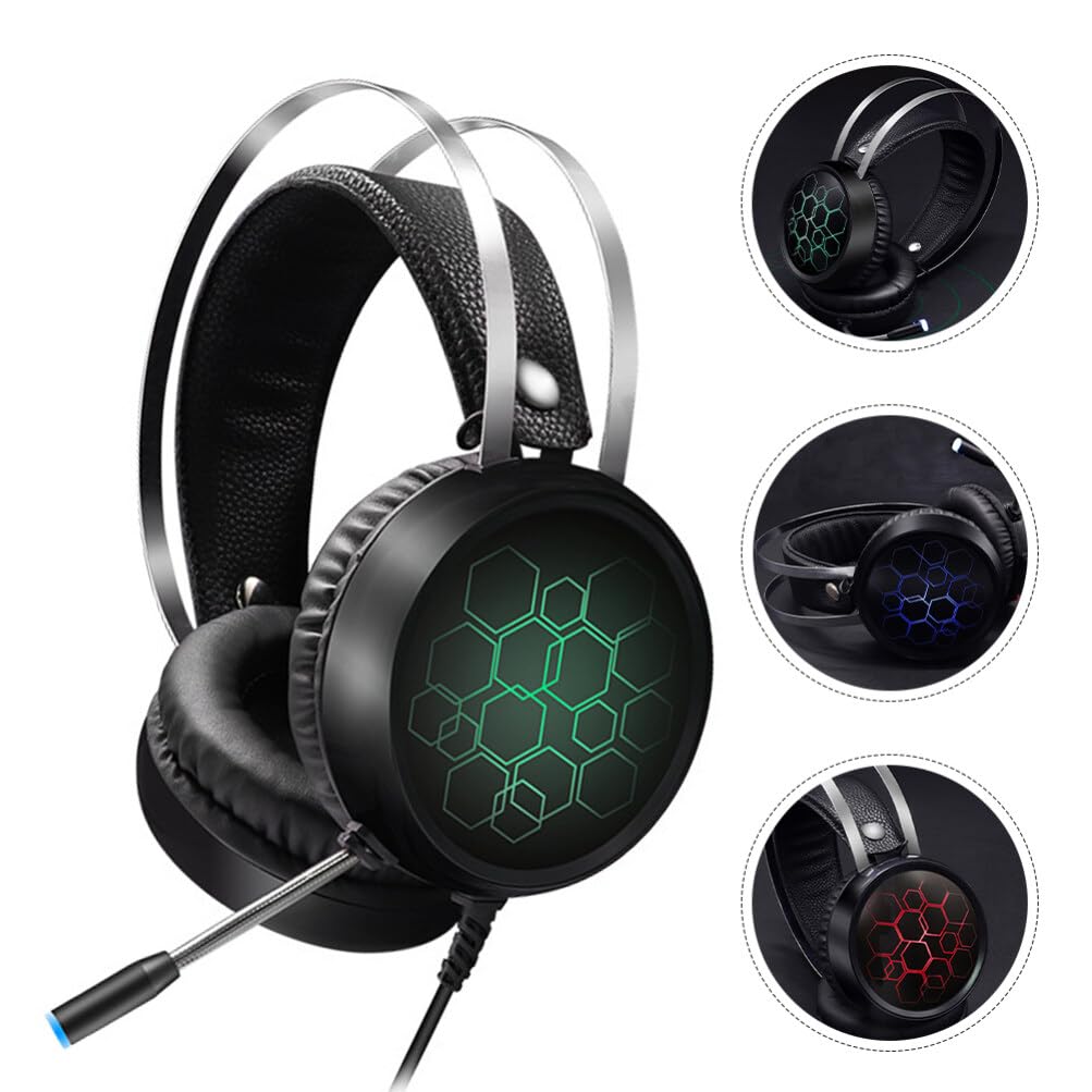 OSALADI USB Wired Gaming Headset with Noise-Cancelling Microphone, RGB Lights for PC Laptop Computer - Perfect for Gaming, Online Classes & Remote Work (Black)