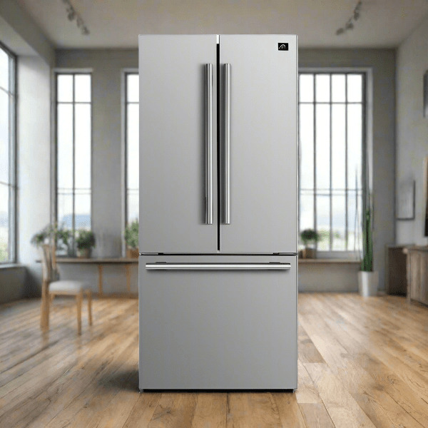 FORNO 31 Inch 17.5 cu ft Stainless Steel French Door Refrigerator with Ice Maker - Energy Efficient, Spacious Freezer & Adjustable Shelves - Perfect for Modern Kitchens & Large Families (Model: FFFFD1974 31SB)