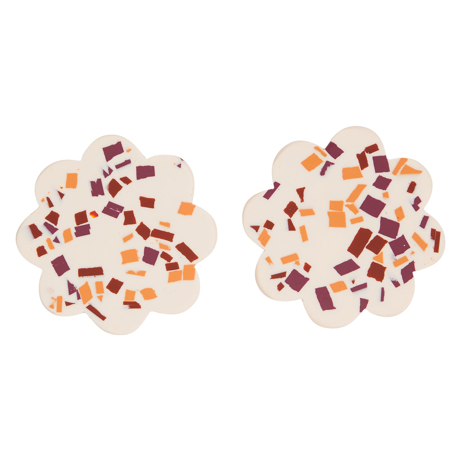 Cecilia Coasters Set of 2 - Premium Nougat Terrazzo Stone Drink Coasters for Coffee Tables, Bars & Home Decor - Absorbent & Durable Coaster Pads for Hot & Cold Beverages
