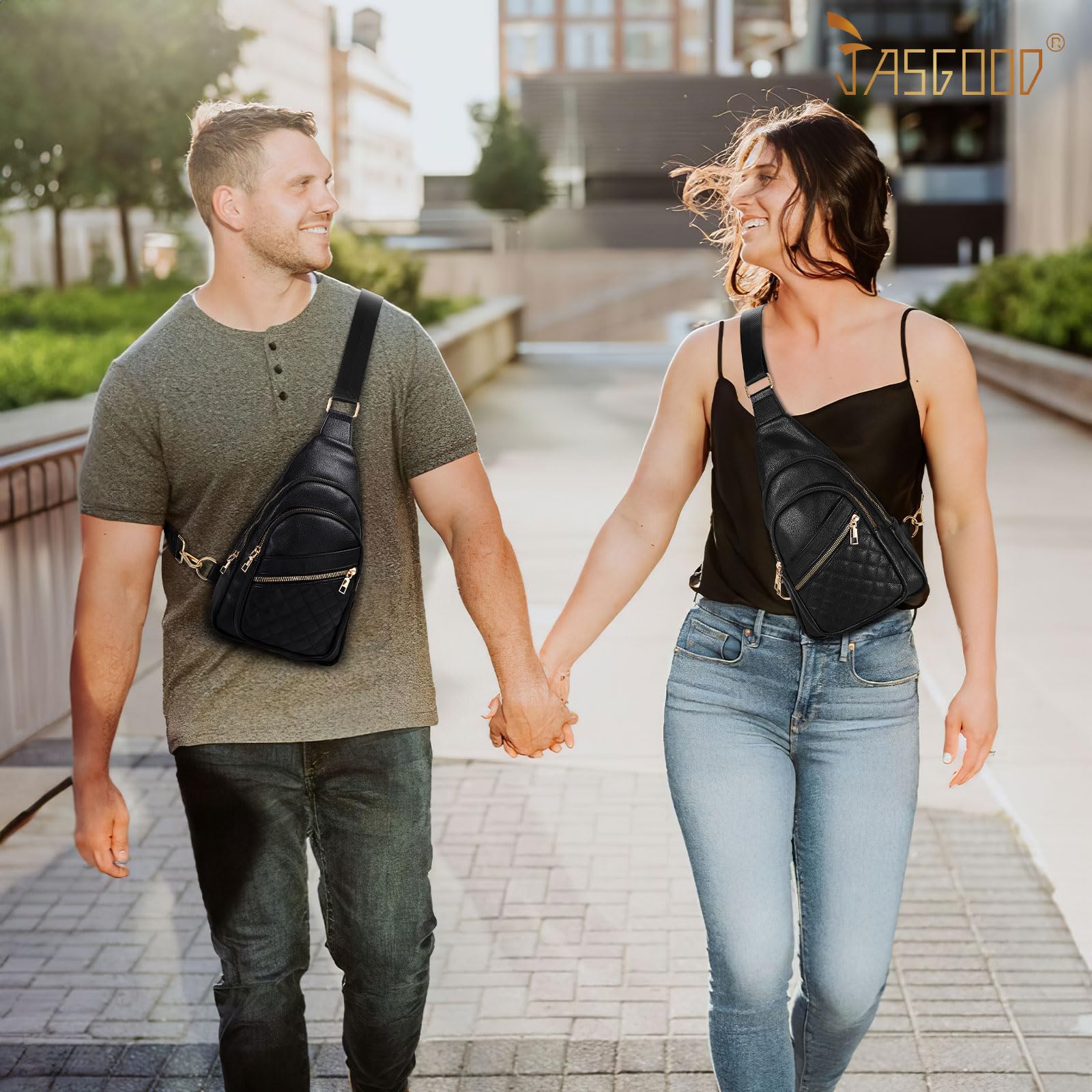 JASGOOD Women's Leather Crossbody Sling Bag - Fashionable Fanny Pack & Chest Bag for Travel, Work, and Daily Use | Durable Sling Backpack for Outdoors, Commuting, and Shopping