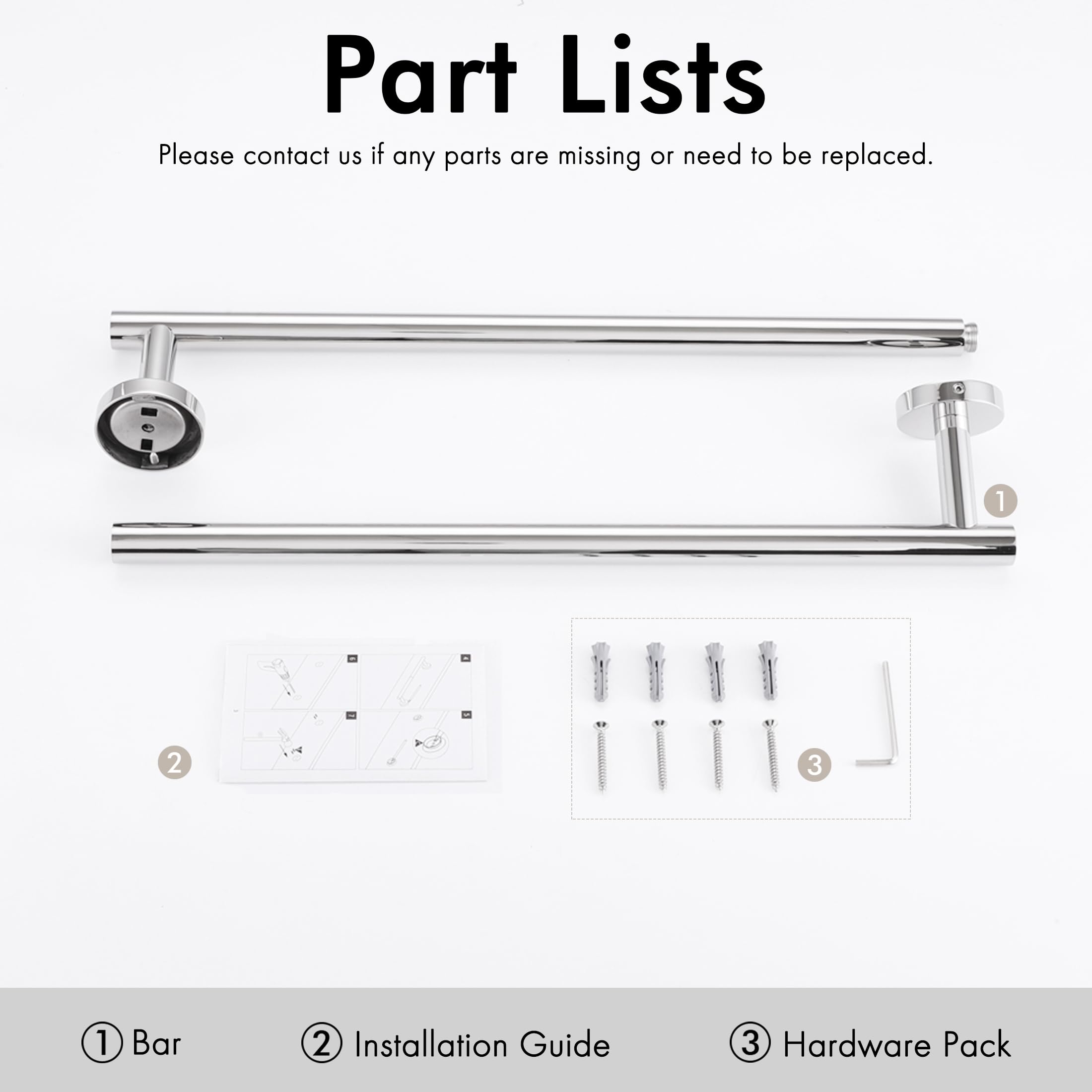 KES 29.5 Inch Stainless Steel Towel Bar - Rustproof SUS304 Bathroom Towel Holder for Shower & Hand Towels, Wall Mounted Polished Finish (31.9 Inch Total Length) - Perfect for Bathrooms, Showers, and Spa Areas
