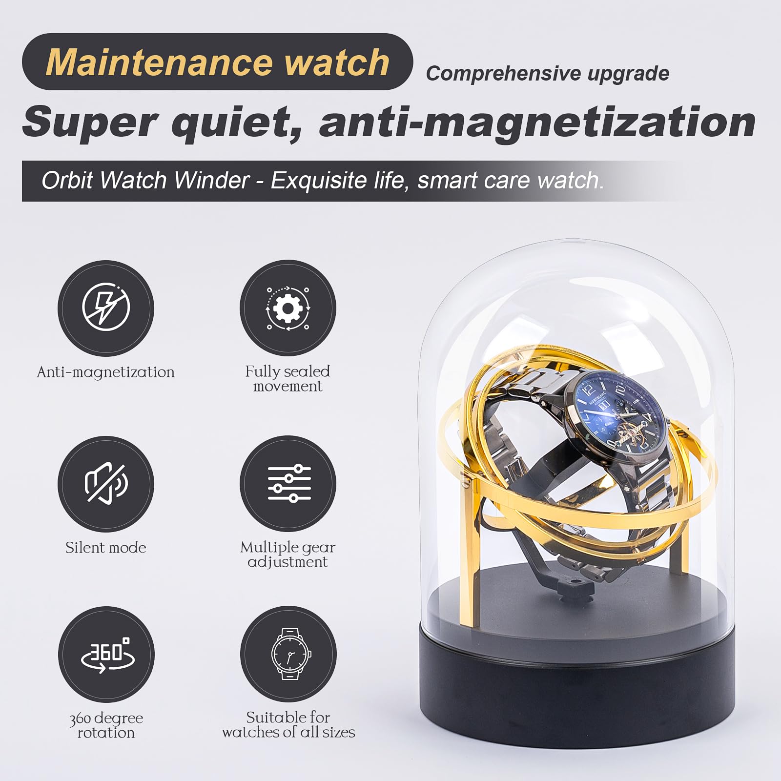 Premium Automatic Watch Winder Box for Mechanical Watches - 360° Silent Rotation, Elegant Glass Display Case | Perfect Watch Storage for Home, Office & Travel
