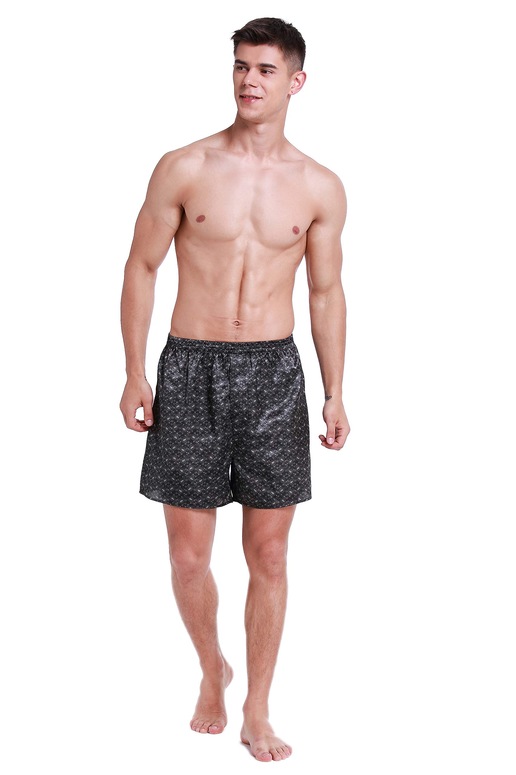 Lavenderi Men's Silk Satin Boxer Shorts - Luxury Sleepwear Pajama Shorts for Comfort & Style - Perfect for Lounging, Travel & Gifts