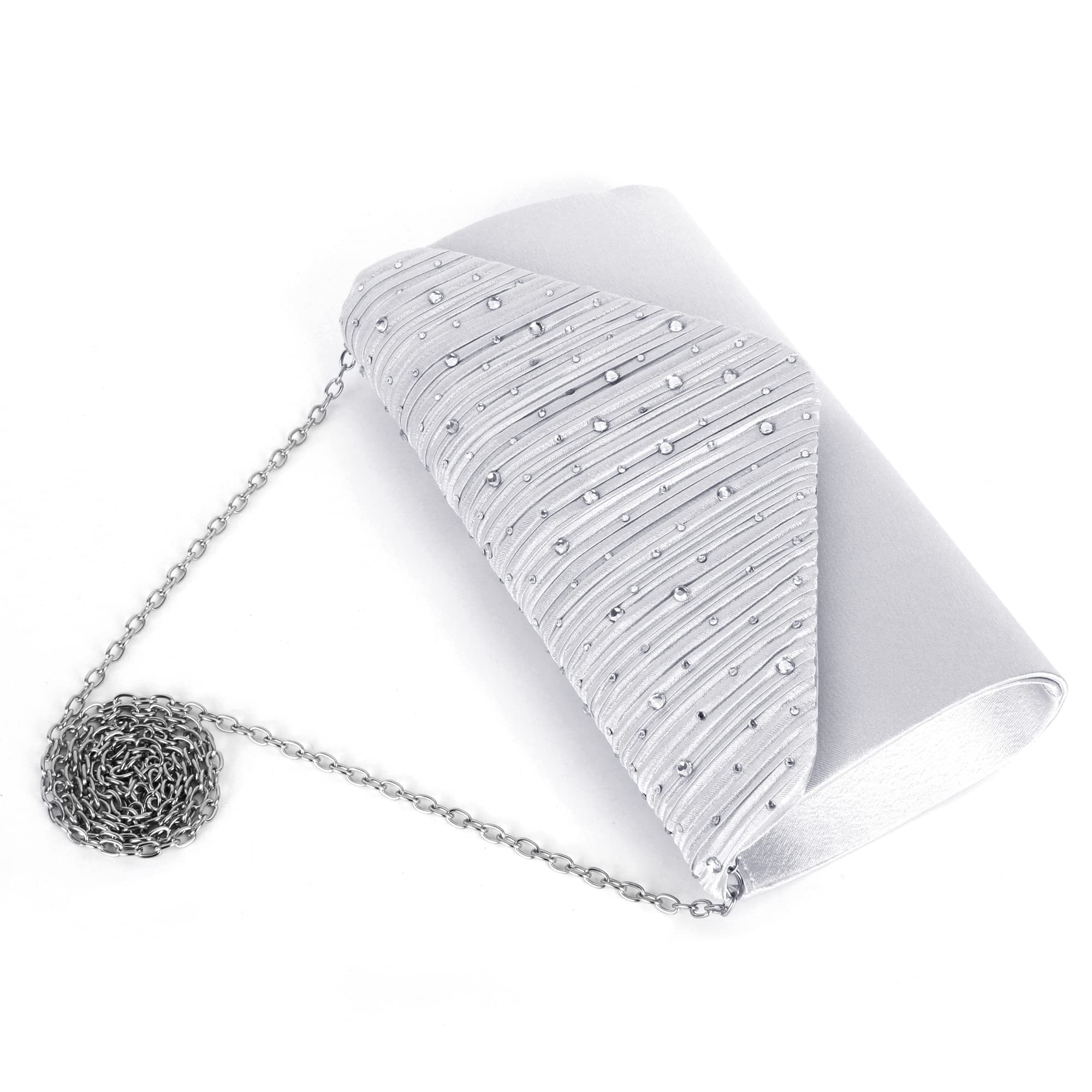 Aisi Women's Rhinestone Studded Flap Envelope Clutch Purse - Elegant Evening Bag with Chain Strap for Party, Prom, Wedding & Special Occasions