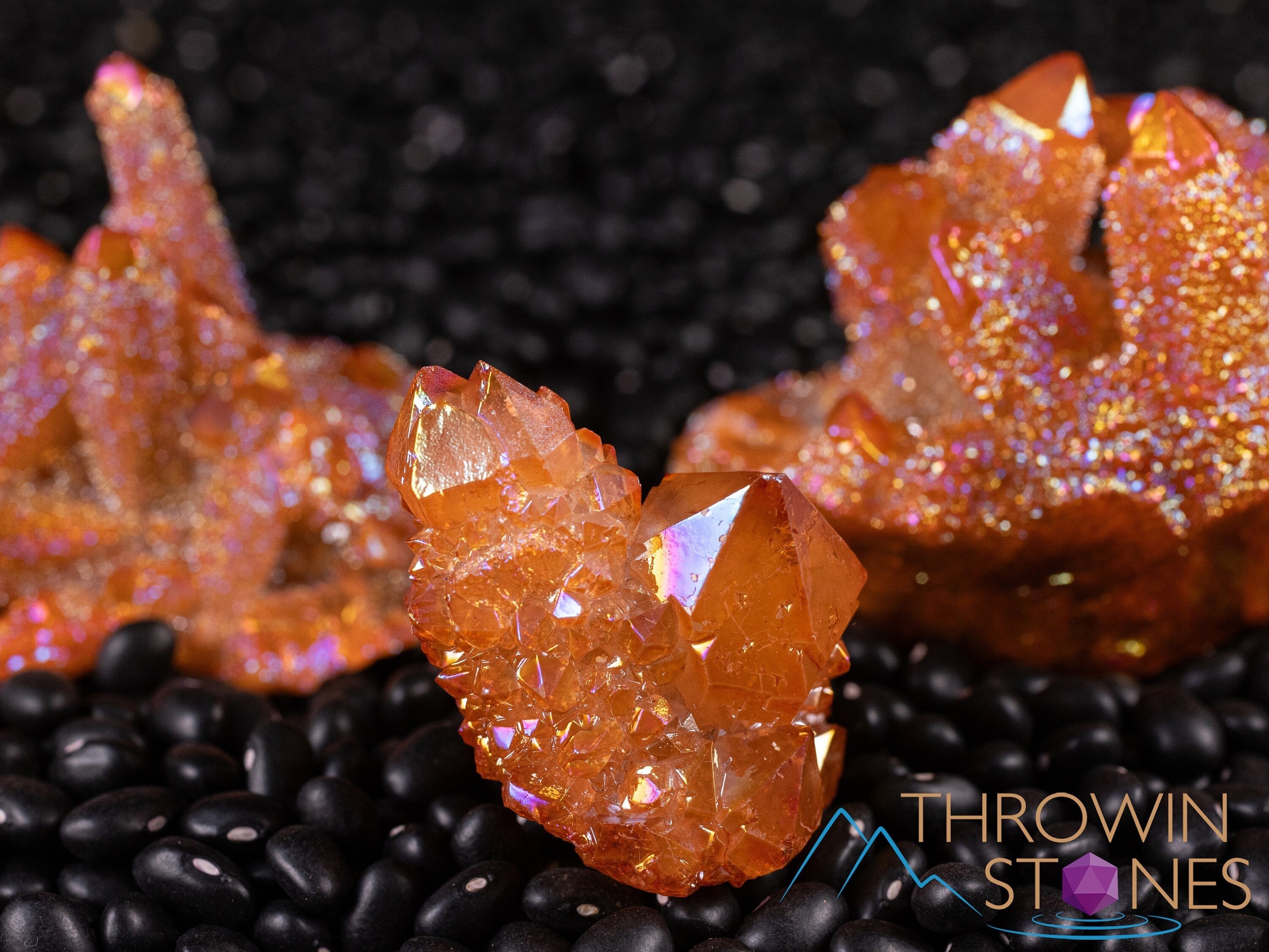 Orange Tangerine Aura Quartz Crystal Cluster - Natural Rainbow Spirit Quartz for Healing, Meditation & Home Decor (E2136) | Perfect for Crystal Grids, Reiki Energy Work & Spiritual Gifts