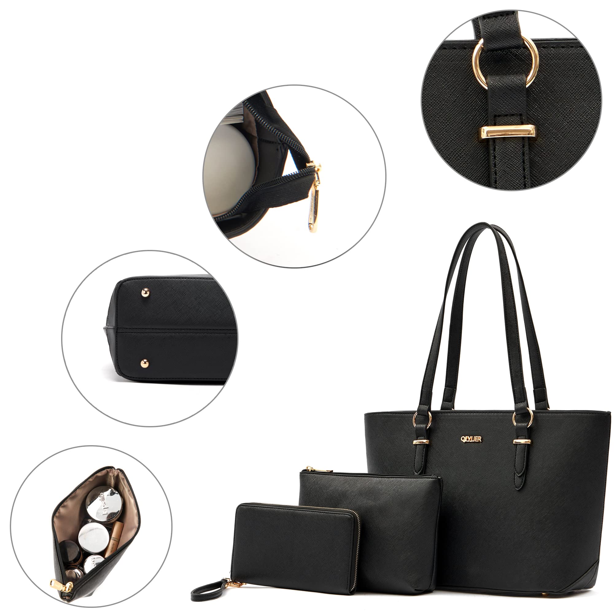 Stylish Women's Purses and Wallets Set - Professional Work Tote Satchel Handbag with Shoulder Bag & Top Handle - Matching Wallet Combo for Office, Travel & Daily Use