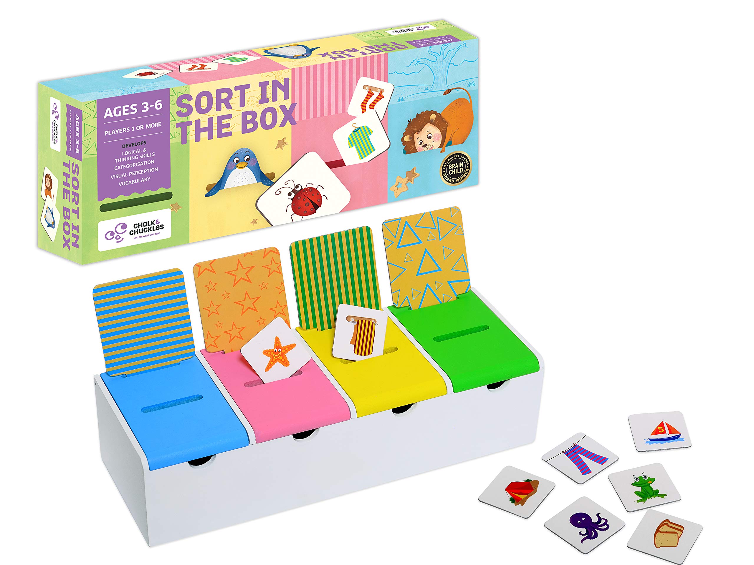 Chalk and Chuckles CC-005 Sort In The Box - Educational Sorting Game for Kids | STEM Learning Toy for Preschool & Kindergarten | Perfect for Classroom & Homeschool Activities