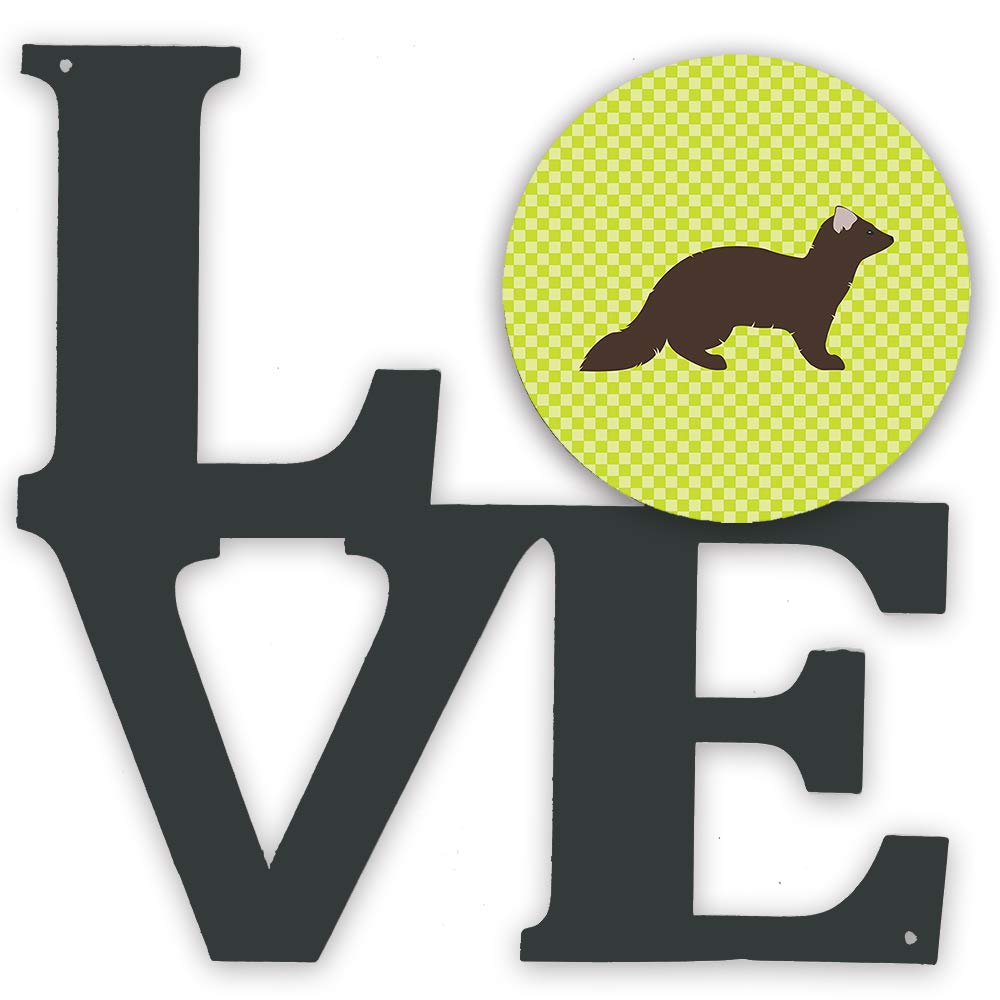 Caroline's Treasures Sable Marten Green Metal Wall Art - Love Themed Indoor Outdoor Decor for Patio, Bathroom & Kitchen - Colorful Aluminum & Black Steel Sculpture - Perfect for Home, Garden and Office Decor