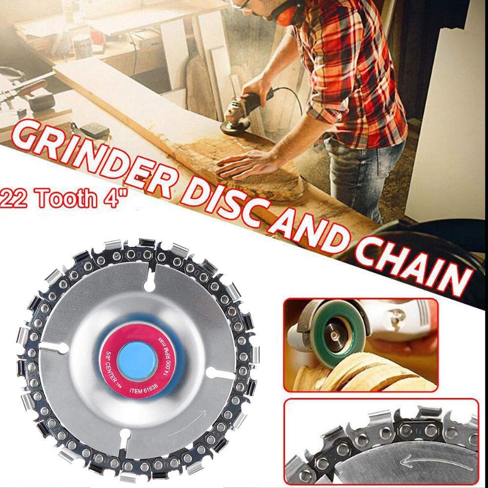 Firya 4-Inch Wood Carving Disc for Angle Grinder - 22 Tooth Double Saw Teeth Chain for Power Cutting, Curving & Shaping - Ideal for DIY Woodworking, Furniture Making & Craft Projects