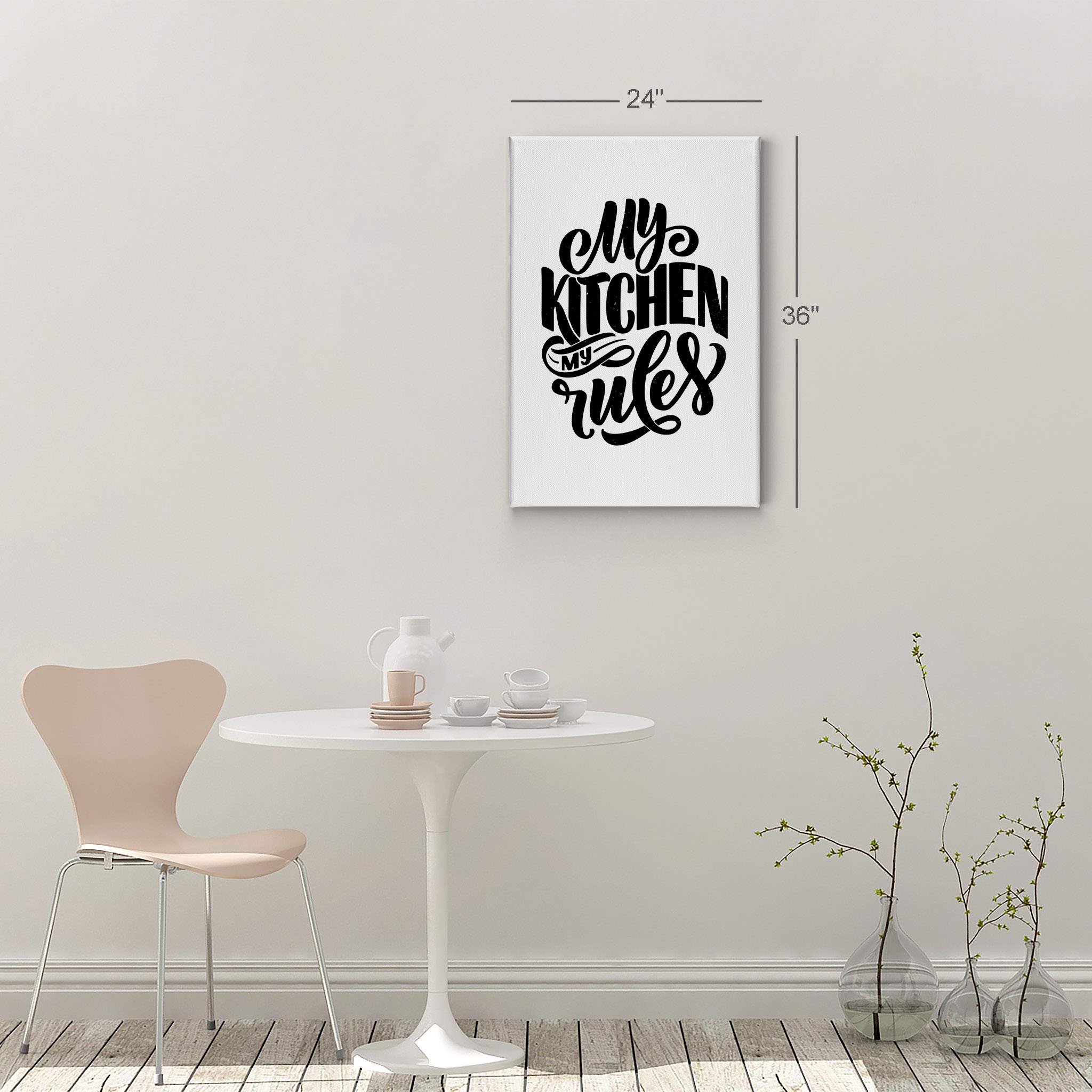My Kitchen My Rules Quote Canvas Wall Art Print - 36x24 Inch Farmhouse Kitchen Decor for Dining Room, Restaurant & Cafe - Ready to Hang Modern Housewarming Gift for Home & Office
