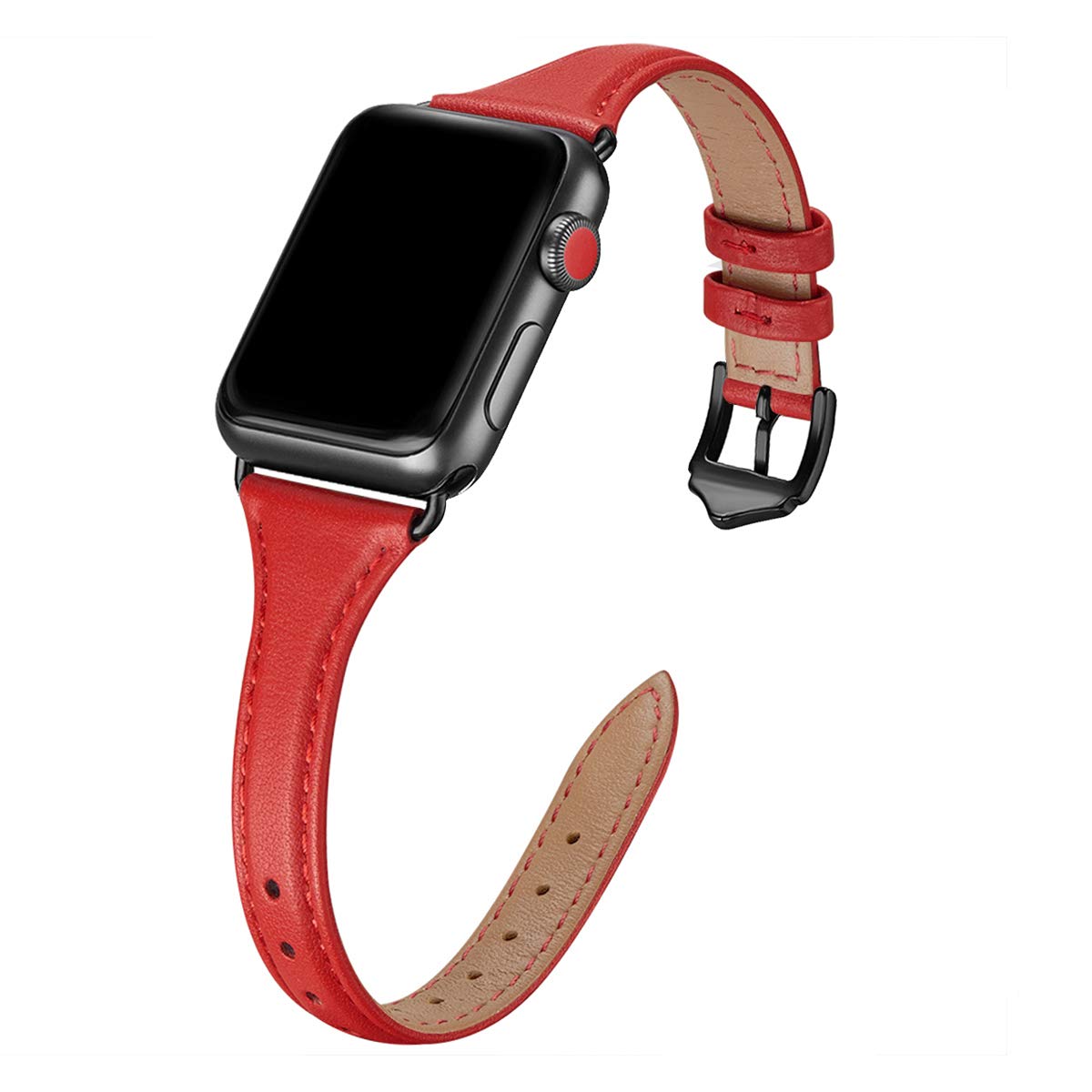 Premium Genuine Leather Bands for Apple Watch 38mm 40mm 41mm 42mm 44mm 45mm 49mm - Slim & Comfortable Replacement Strap Compatible with iWatch Ultra SE & Series 8/7/6/5/4/3/2/1 - Perfect for Workouts, Office Wear & Everyday Fashion Accessory
