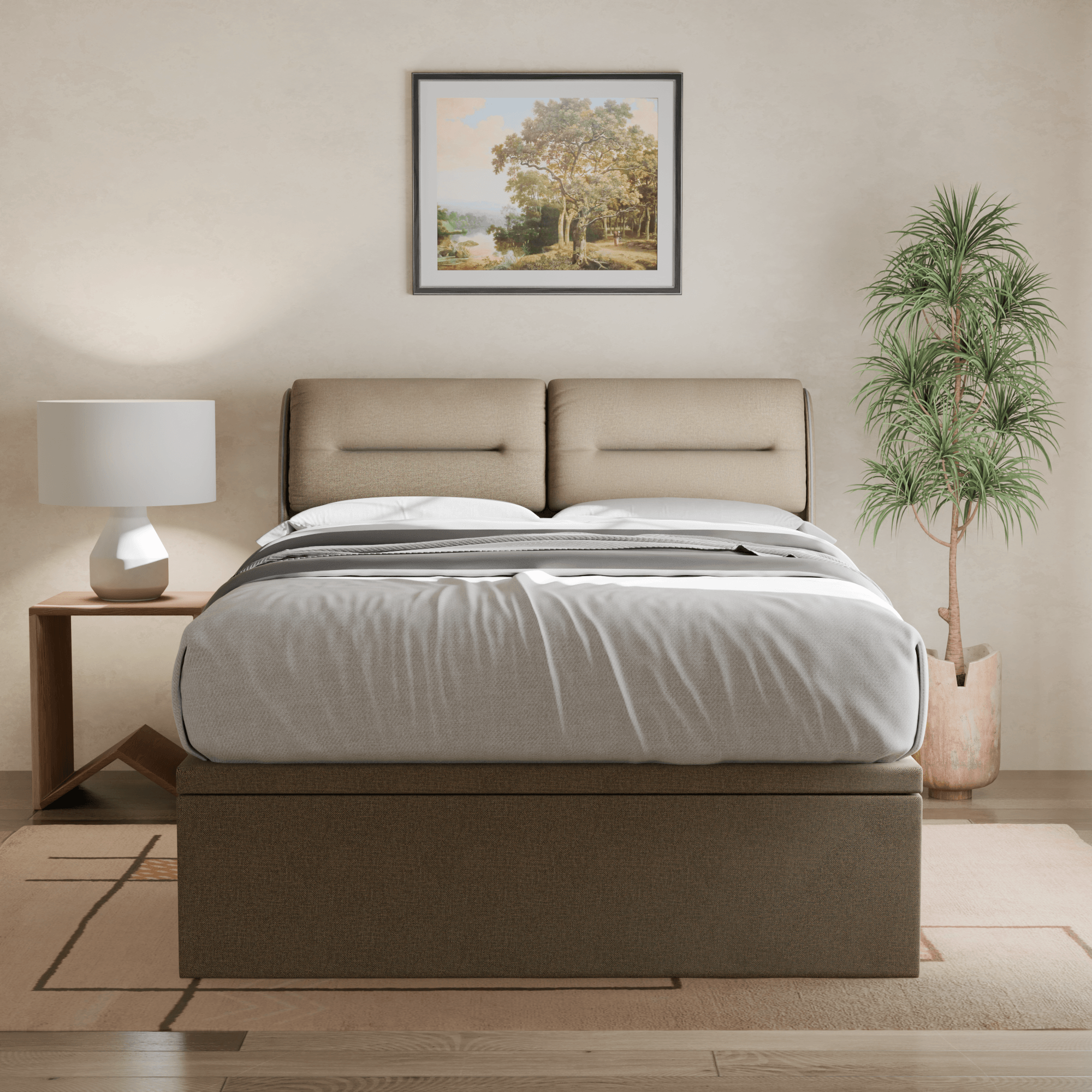 Hanubee Waterproof Fabric Storage Bed with Underbed Drawers - Space Saving Organizer for Bedroom, Dorm, or Guest Room