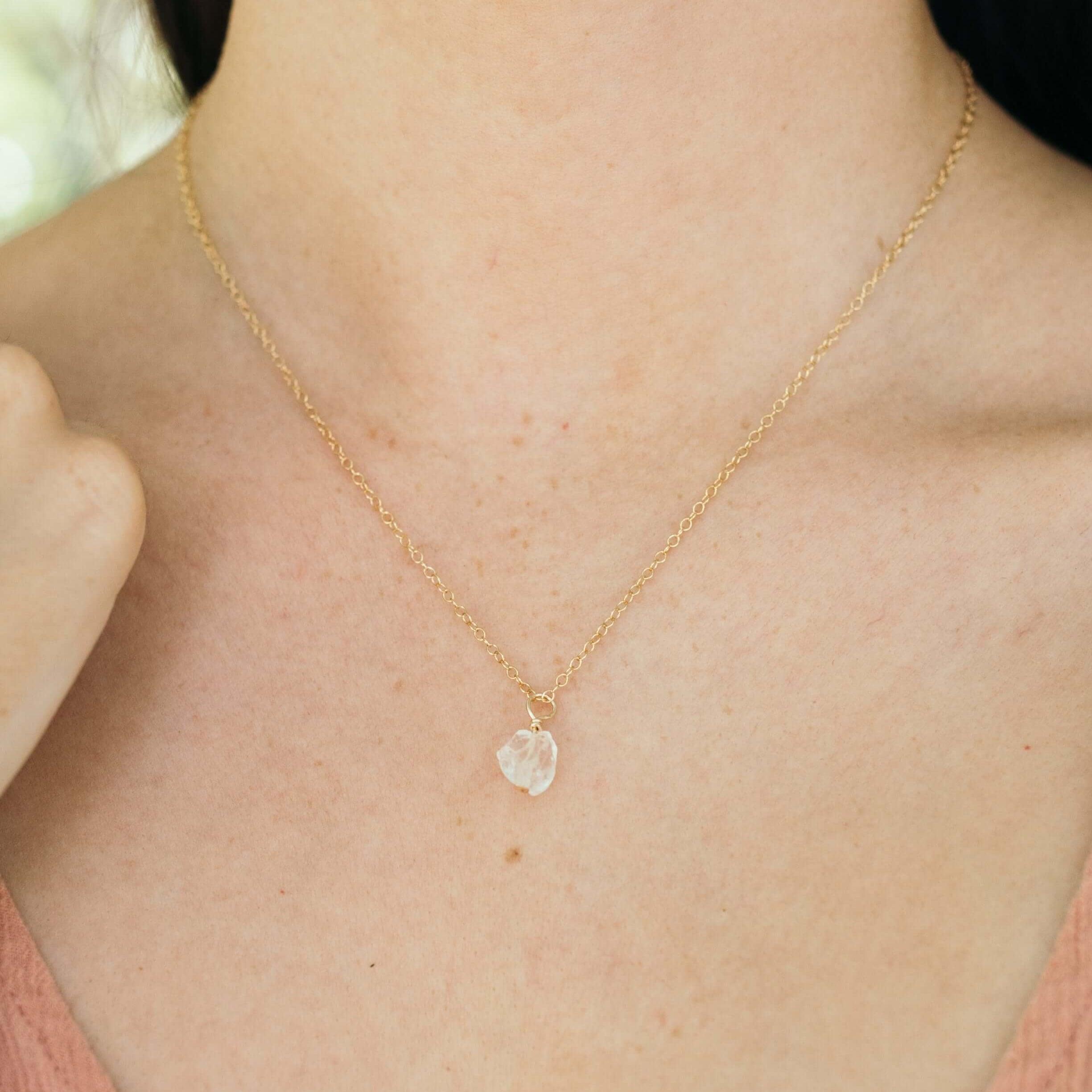 Natural Raw Crystal Quartz Pendant Necklace - Healing Stone Jewelry for Women, Men | Spiritual Protection, Energy Cleansing | Perfect for Meditation, Yoga & Everyday Wear