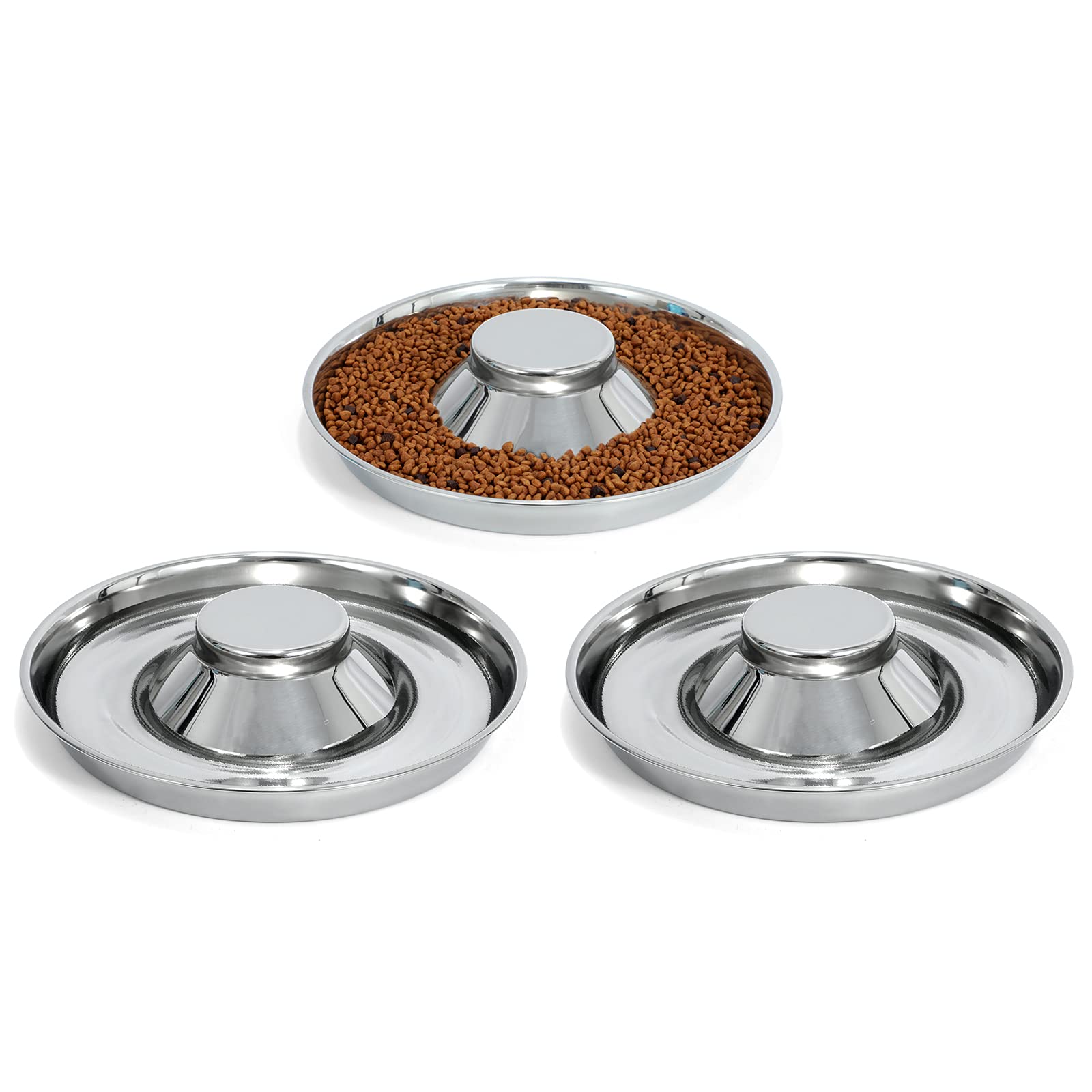 Premium Stainless Steel Dog Bowls 2 Pack - Non-Slip Puppy Feeder for Food & Water, Durable Pet Bowl for Small Medium Large Dogs & Cats - Perfect for Home, Travel & Outdoor Use (Large, Silver, 3 Pack)