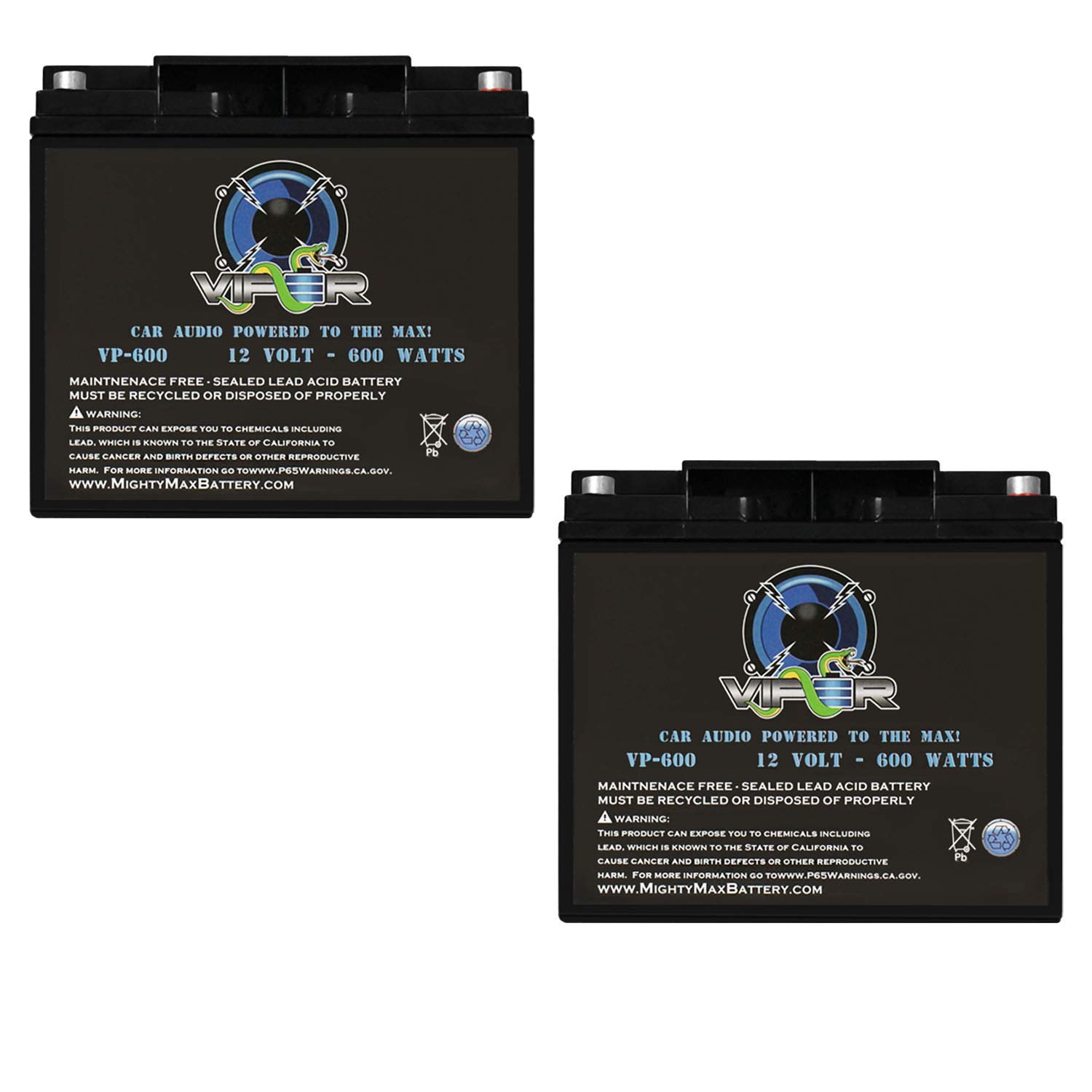Mighty Max Battery Viper VP-600 600W Power Cell Battery with Terminal Hardware - 2 Pack for Home Backup, RV, Solar Systems & Emergency Power Supply