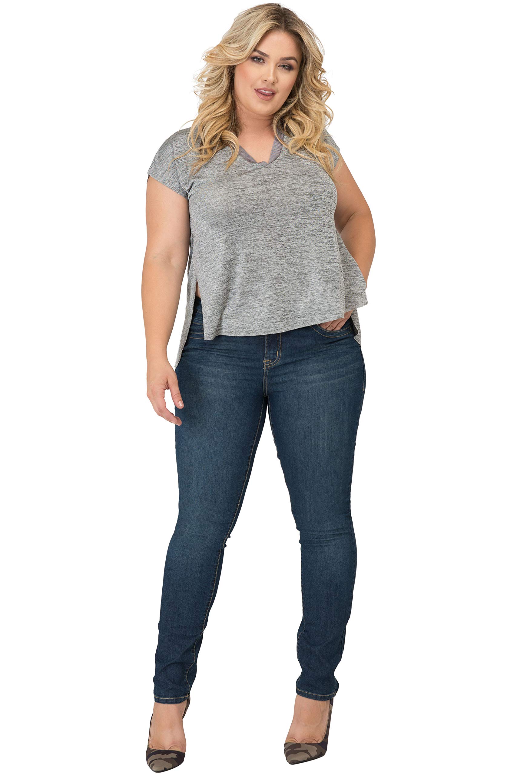 Plus Size Women's Midrise Skinny Jeans - Stretch Denim Pants for Curvy Figures | Perfect for Casual Wear, Office Outfits & Night Out Looks
