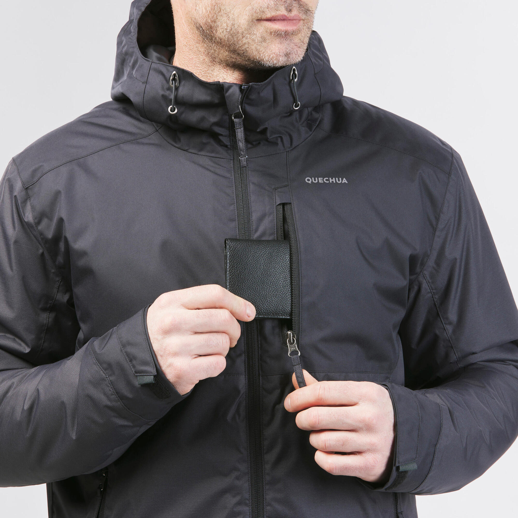 Quechua SH500 Men's Waterproof Winter Hiking Jacket for Cold Weather -14°F | Outdoor Activities, Snow Trekking & Winter Camping