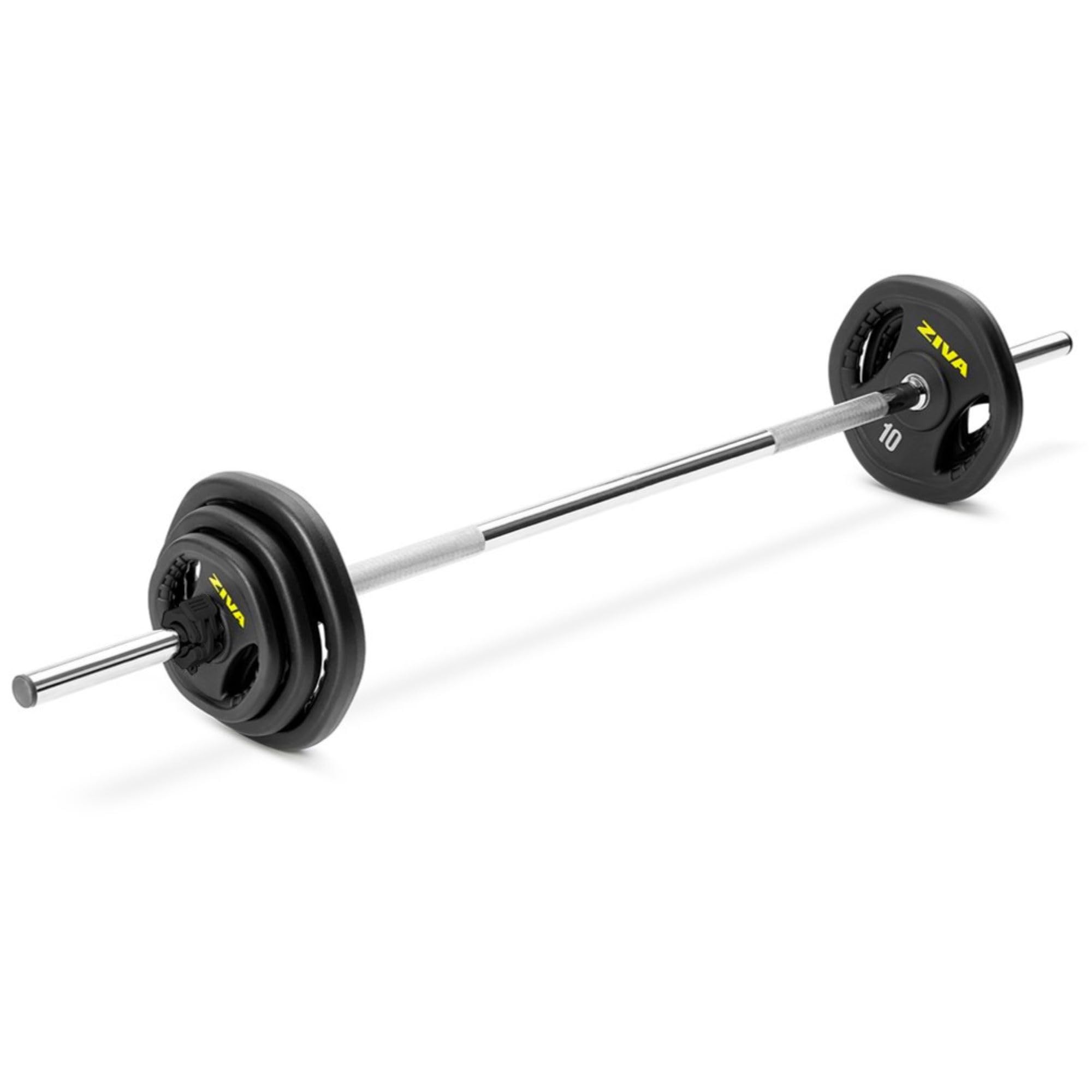 ZIVA RPU 35 lb. Adjustable Studio Barbell Weight Set - 6 RPU Weight Plates, Knurled Chrome Bar (1.18