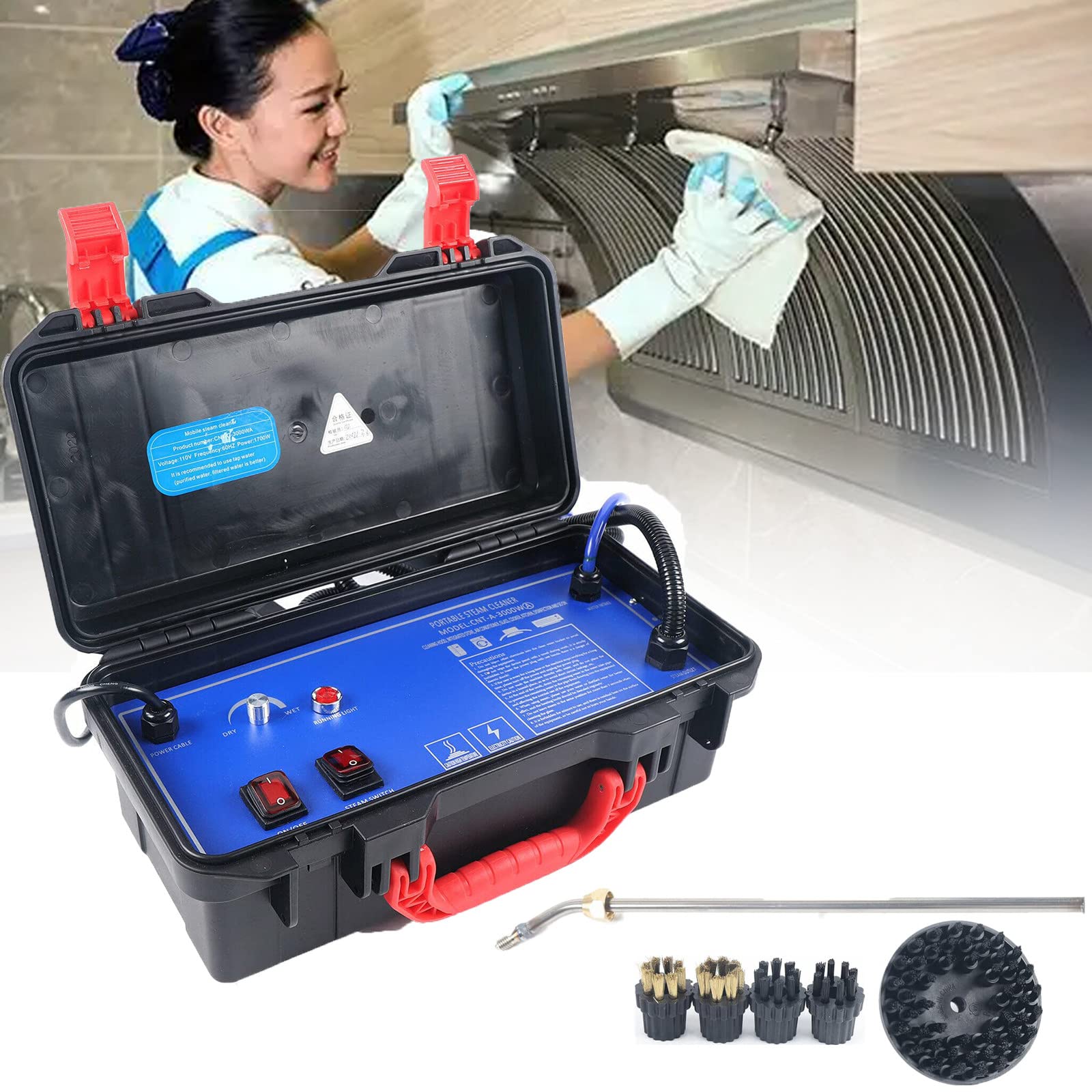 1700W Handheld Pressurized Steam Cleaner - 5 Bar High Pressure Steamer with Nozzle for Floors, Carpets, Cars & Auto Detailing | Multi-Surface Cleaning for Home, Patio & Garage (110V)