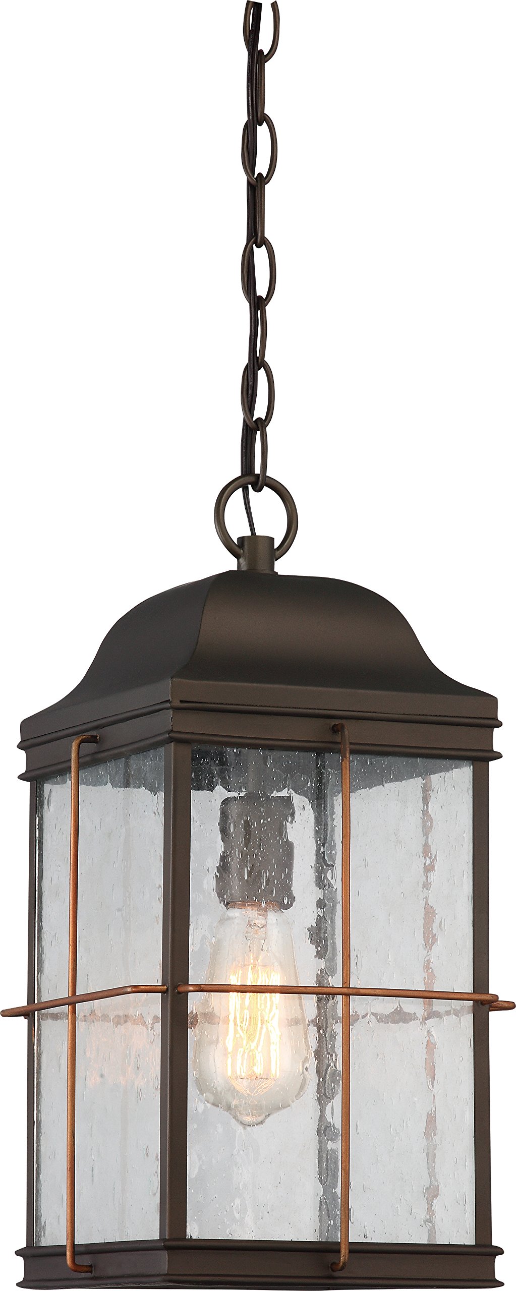 Nuvo 60/5836 One Light Hanging Lantern - 17.13x8.75x8.75 Inches, Bronze/Dark Finish - Vintage Style Outdoor Porch Light for Patio, Garden & Entryway Decor