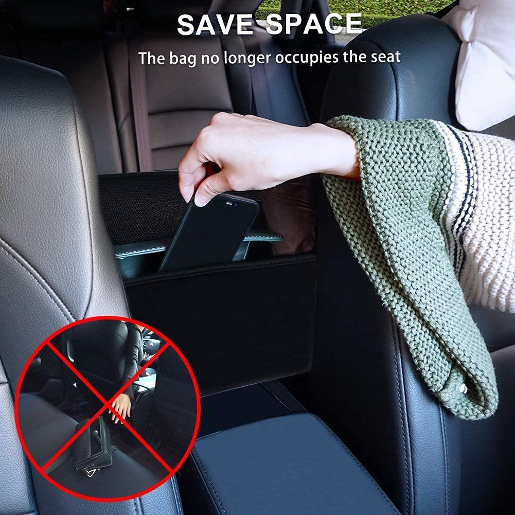 Crystal Car Organizer with Bling Diamonds - Purse & Handbag Holder for Women, Pet Barrier for Dogs & Kids - Black