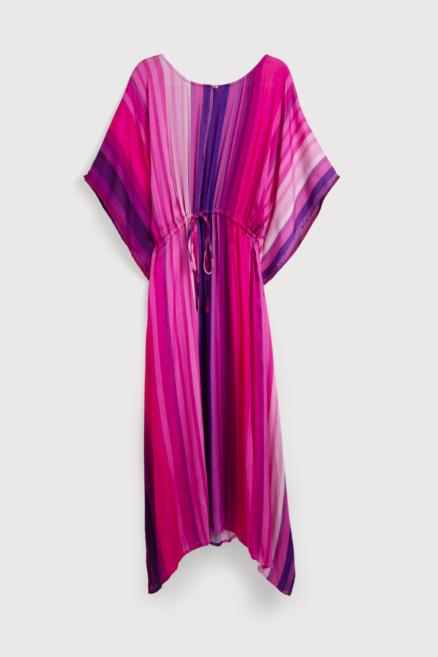 Stylish Multicolor Striped Tie-Waist Keyhole Kaftan Dress - Perfect for Beach Cover-Ups, Summer Vacations & Boho Fashion