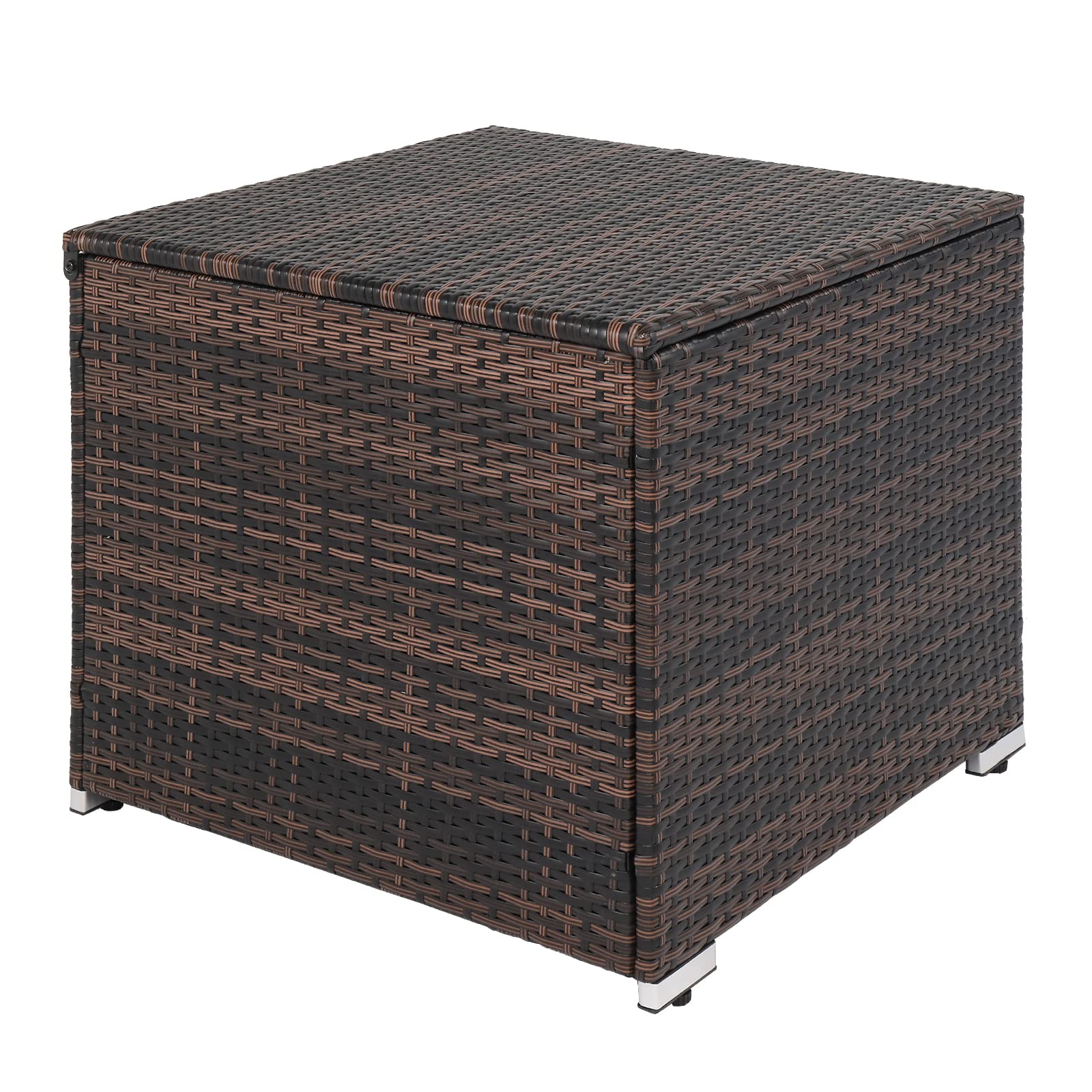 Outdoor Rattan Deck Storage Box with Lid - Waterproof Wicker Patio Furniture Organizer for Cushions, Pillows, Garden Tools & Pool Toys | Perfect for Backyard, Poolside & Garden Storage